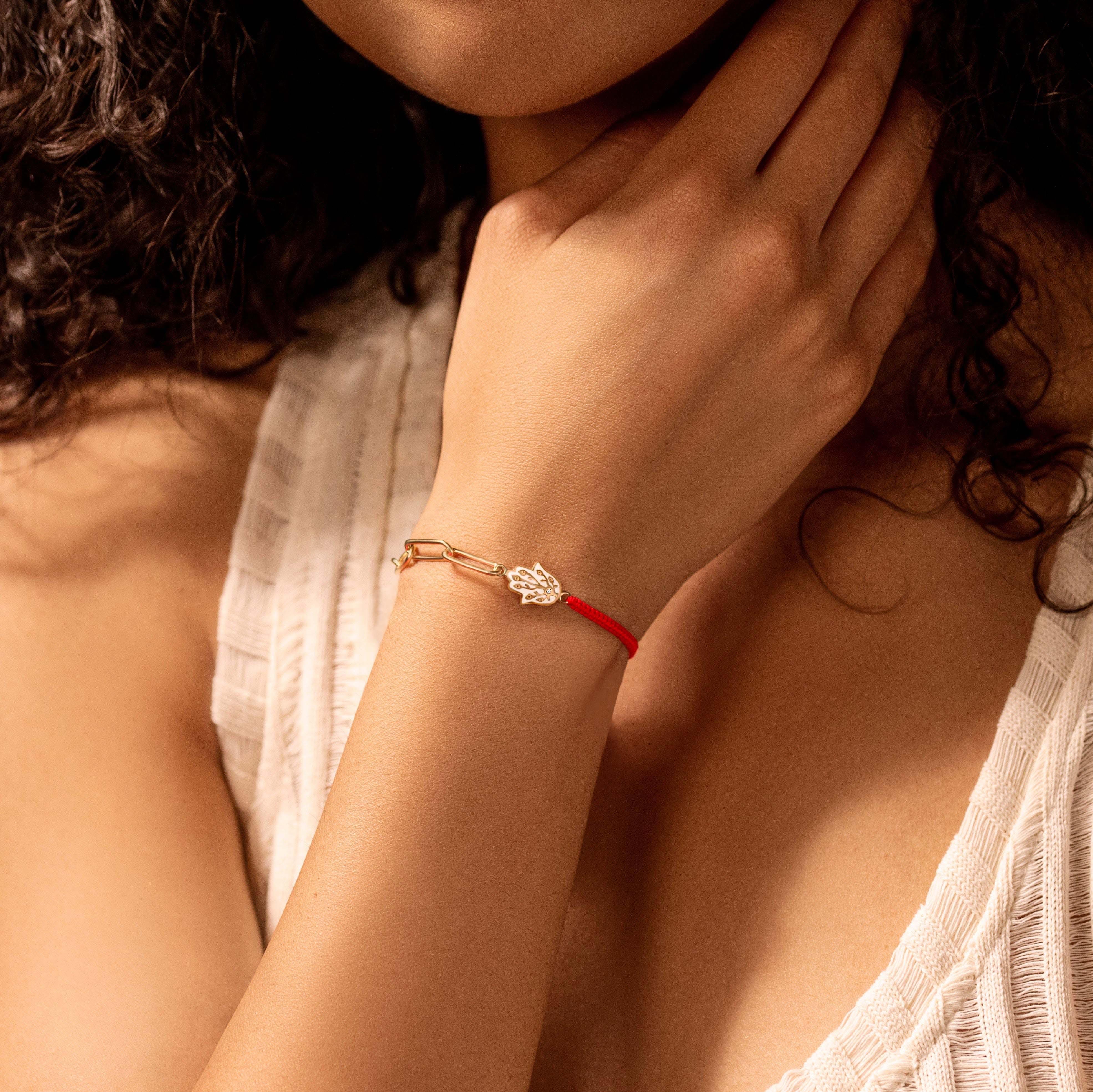 Exuberant Optimism - Red String Chain Hamsa Bracelet - Image 2