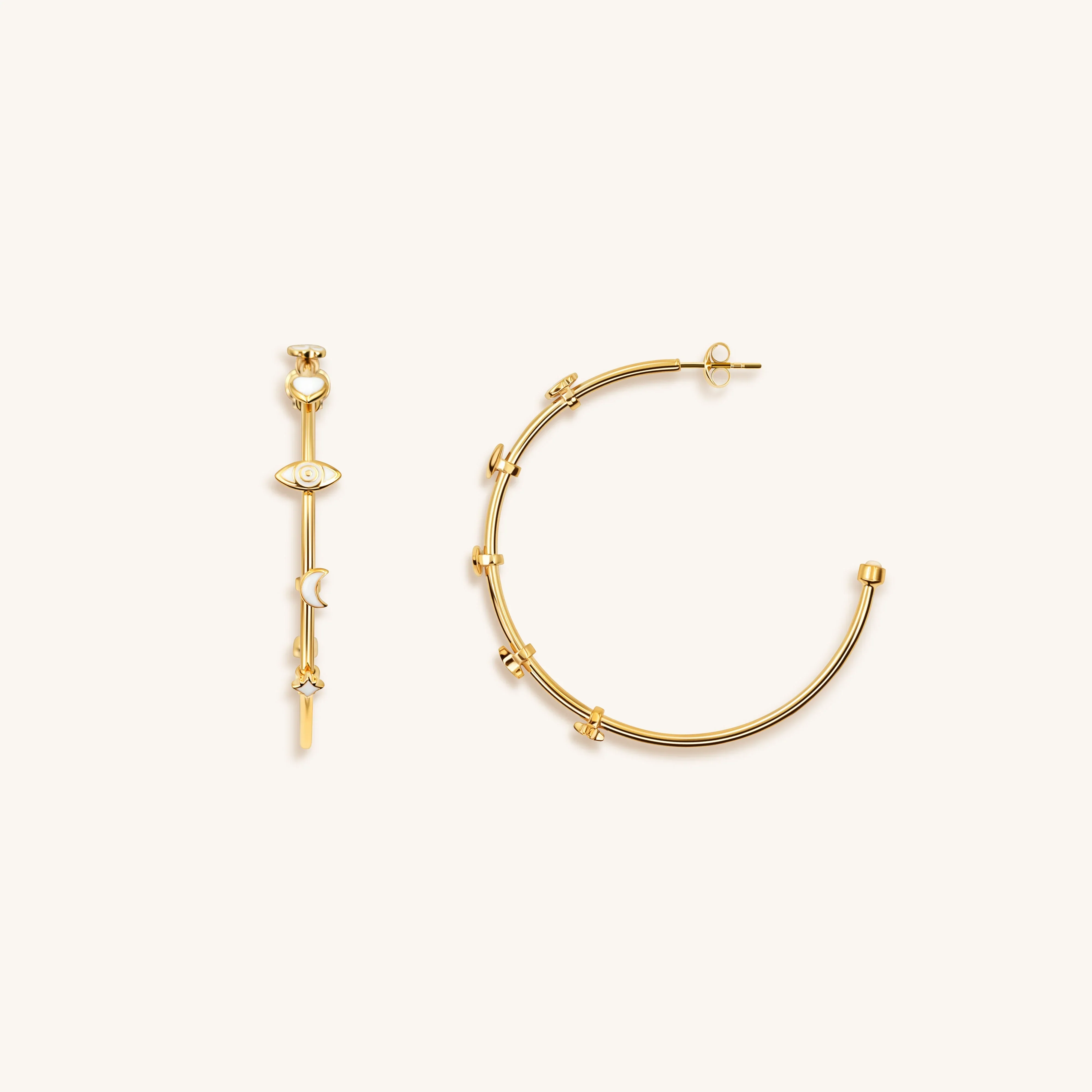 Feminine Spirituality - Multi Symbol Hoop Earrings - Image 3