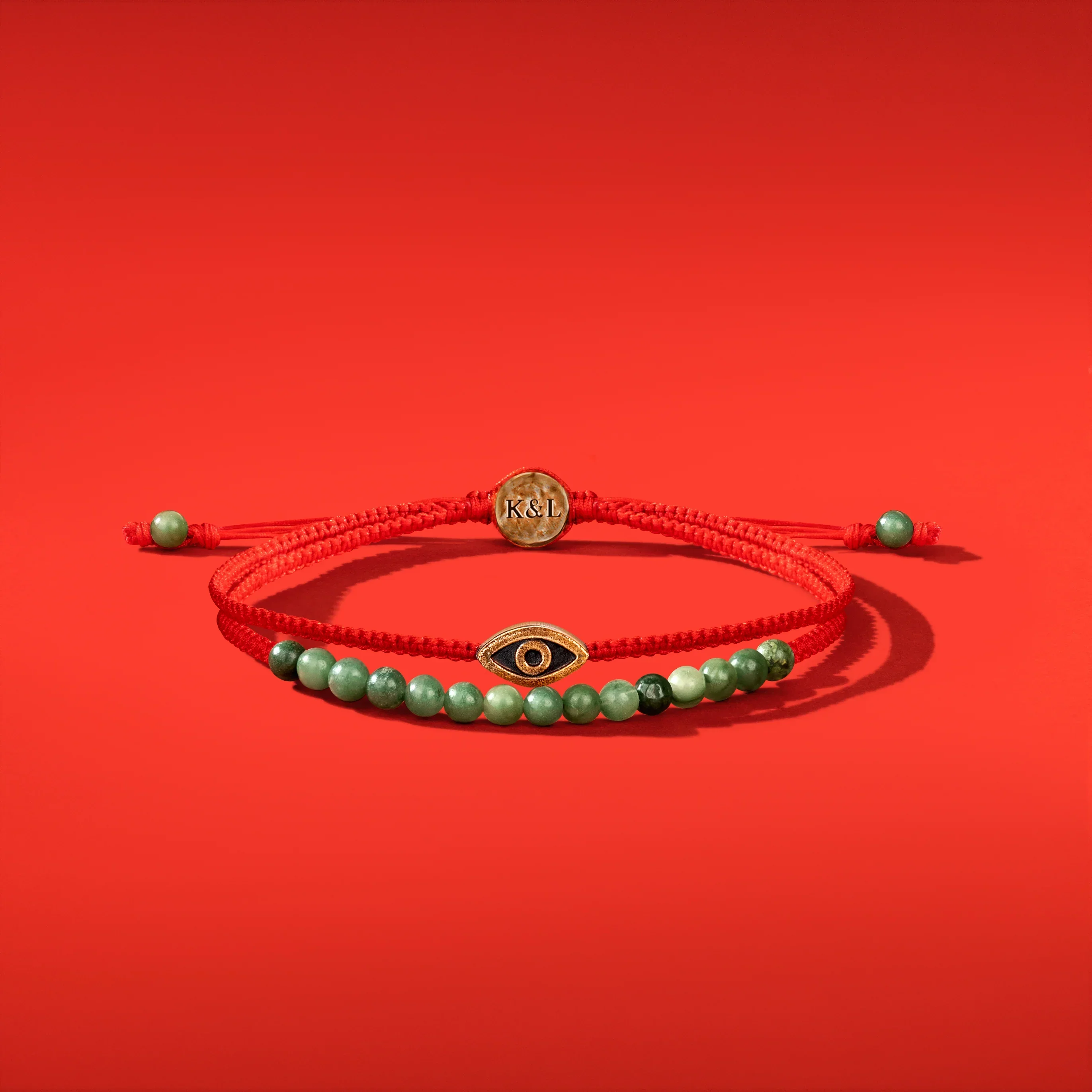 Fiery Luck - Jade Evil Eye Charm Red String Wrap Bracelet
