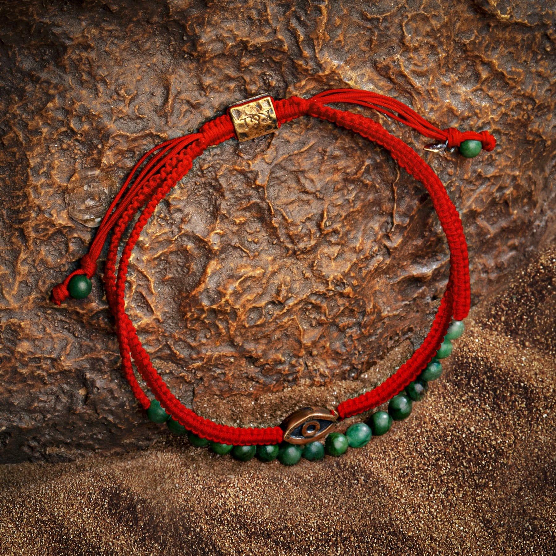 Fiery Luck - Jade Evil Eye Charm Red String Wrap Bracelet - Image 3