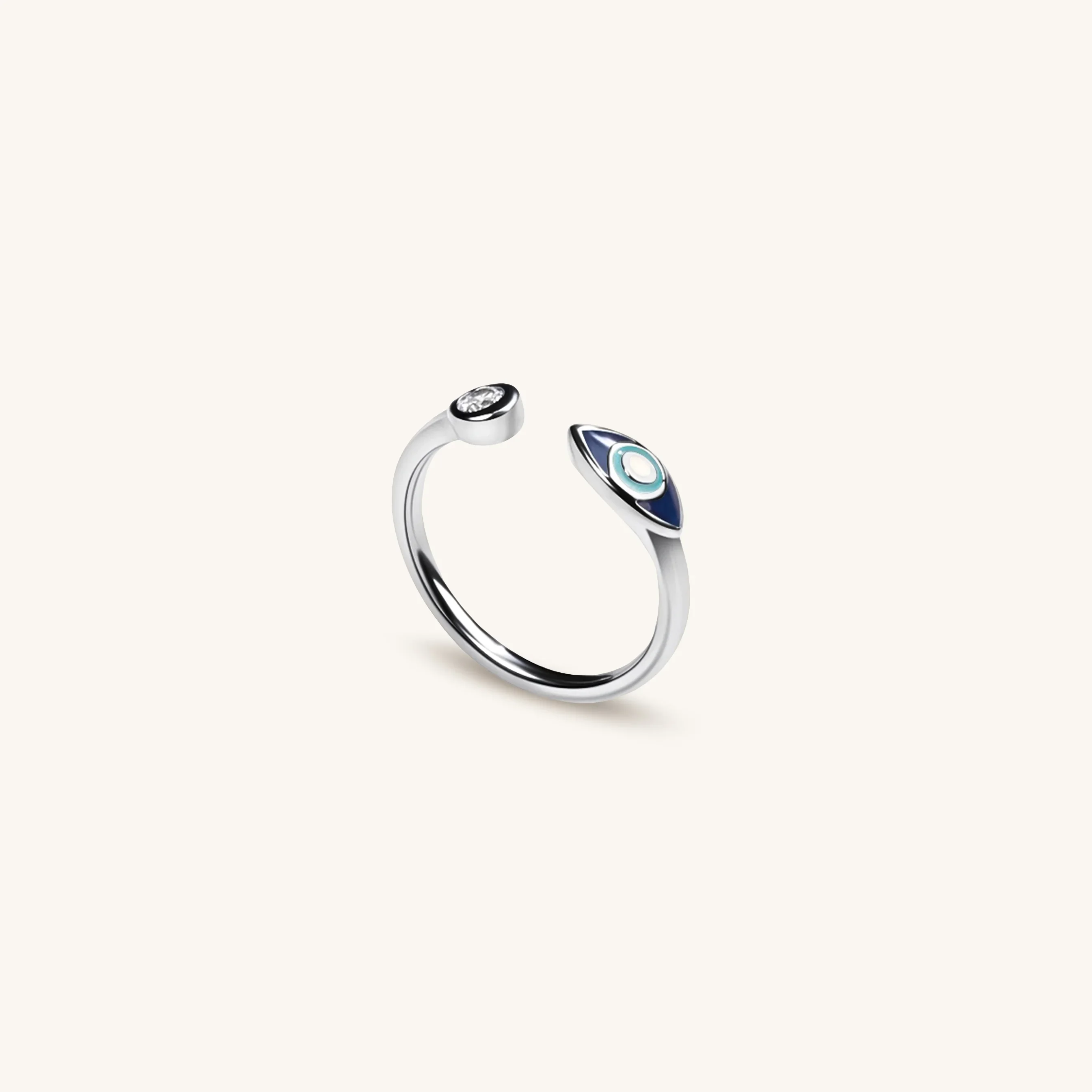 Focused Protection Evil Eye Navy Enamel Ring - Image 2