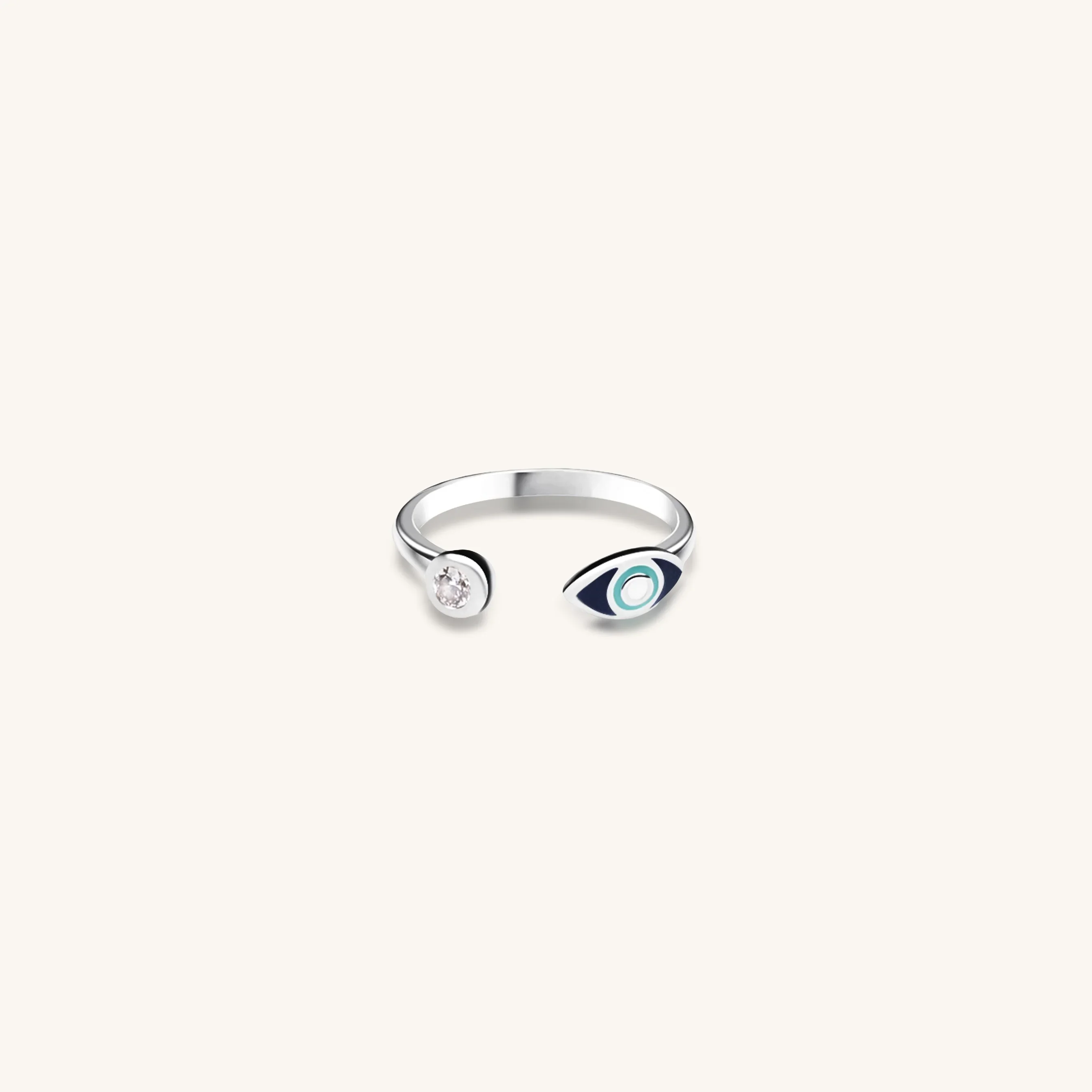 Focused Protection Evil Eye Navy Enamel Ring - Image 3