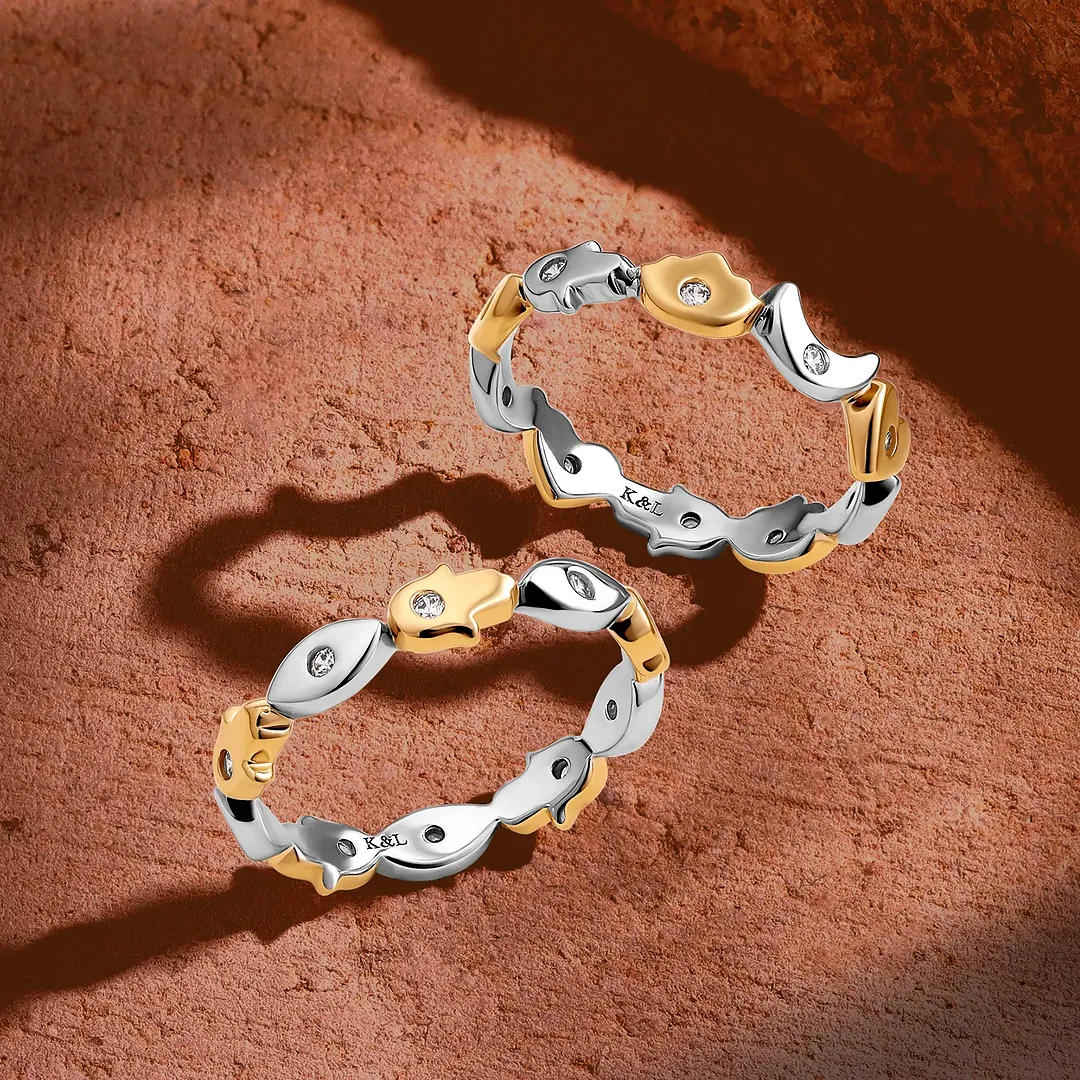 Fortune Balance Hamsa & Evil Eye Gold Ring - Image 5