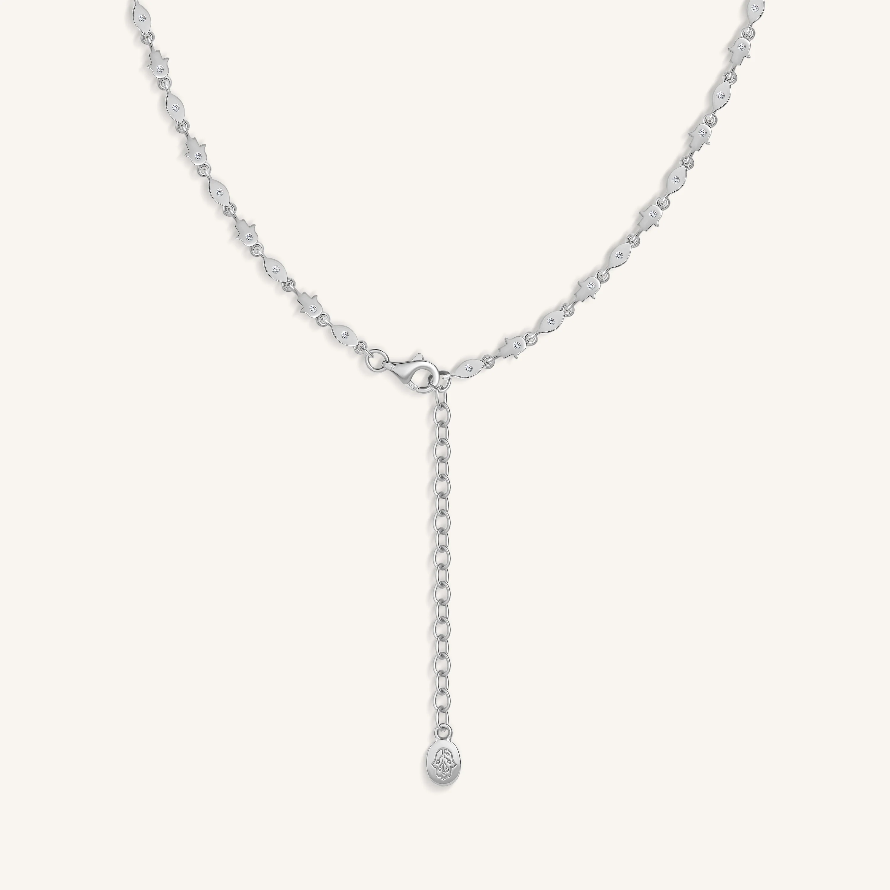 Fortune Keeper Hamsa & Evil Eye Silver Necklace - Image 3