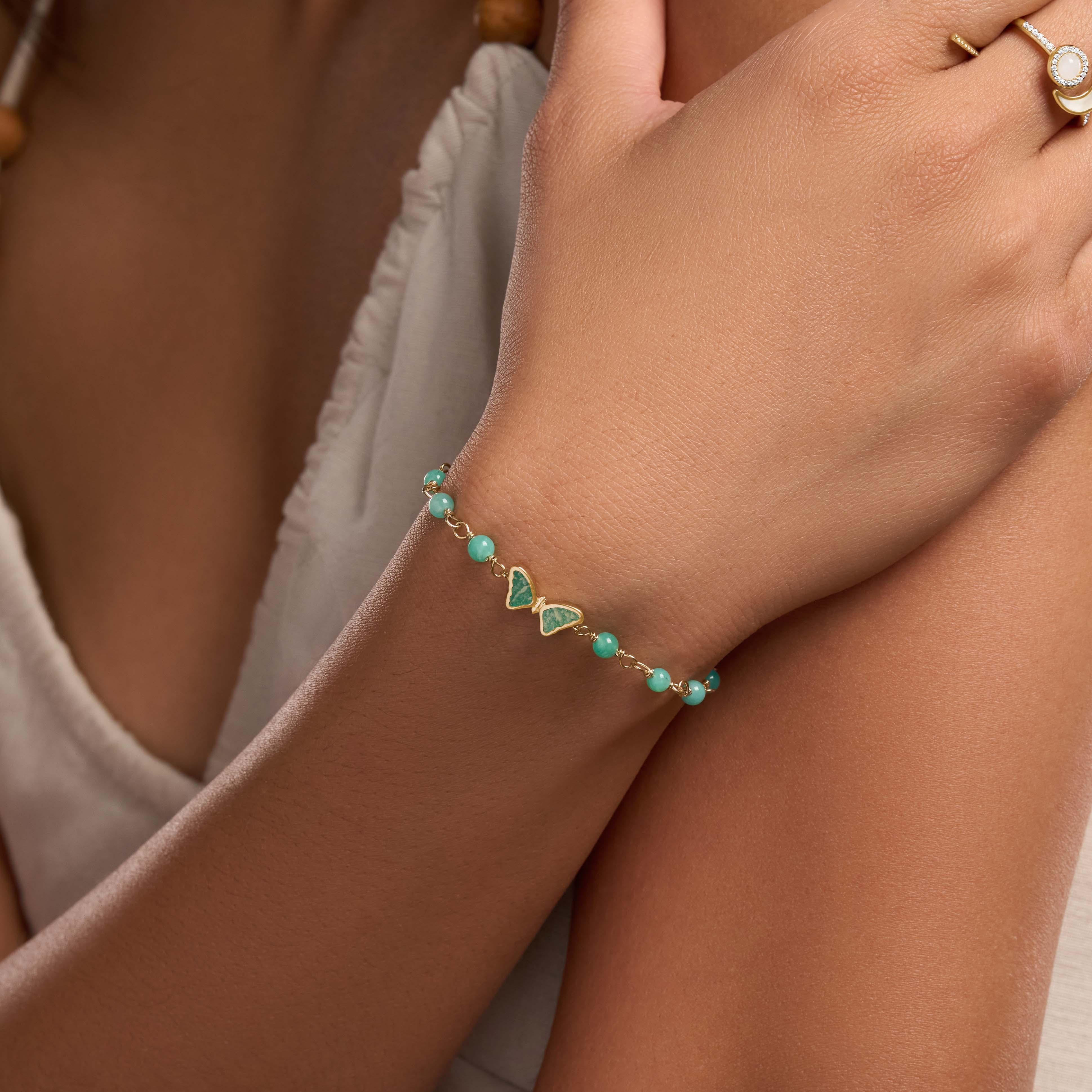 Free Spirit Amazonite Butterfly Gold Bracelet - Image 2