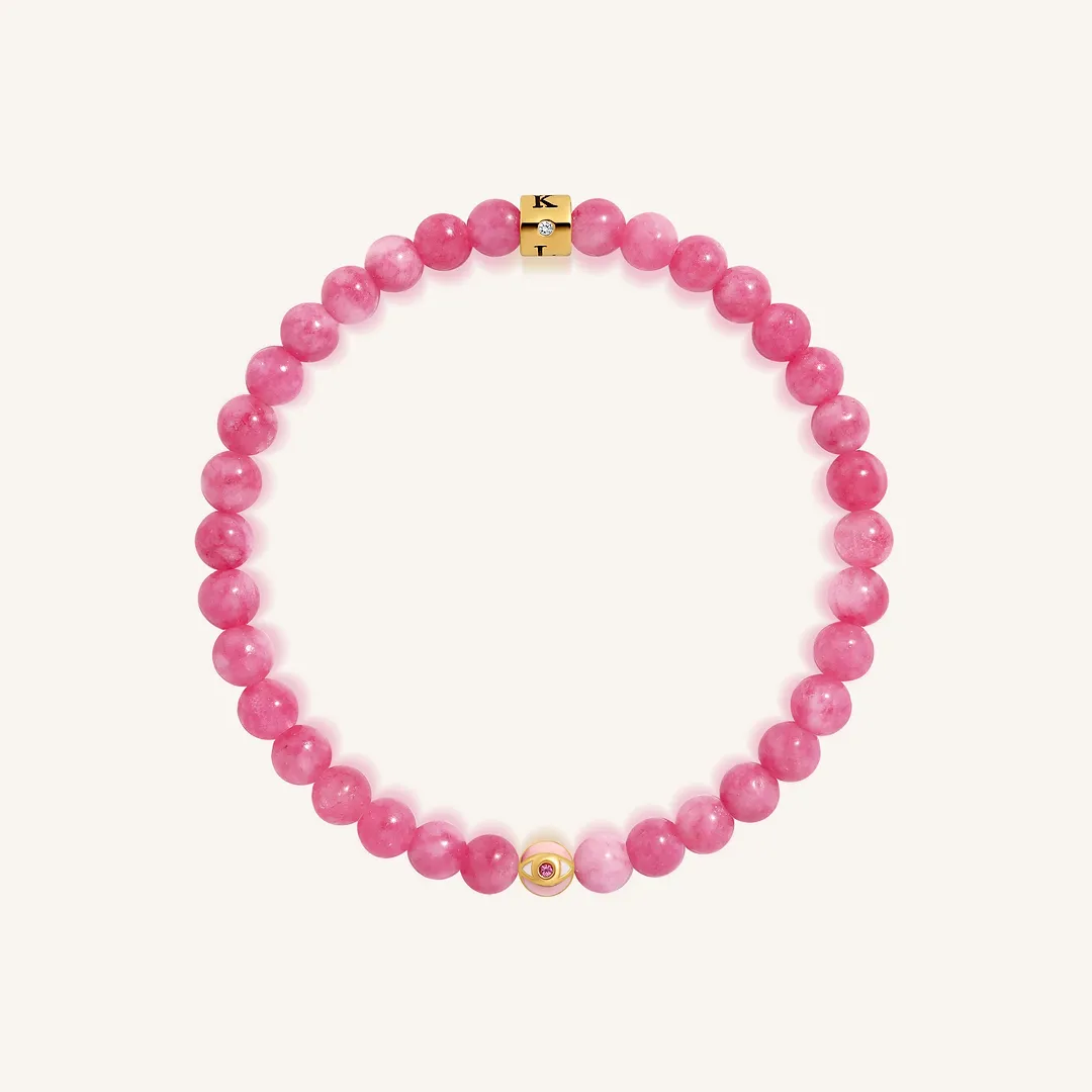 Gentle Heart Pink Tourmaline October Birthstone Evil Eye Kid's Bracelet