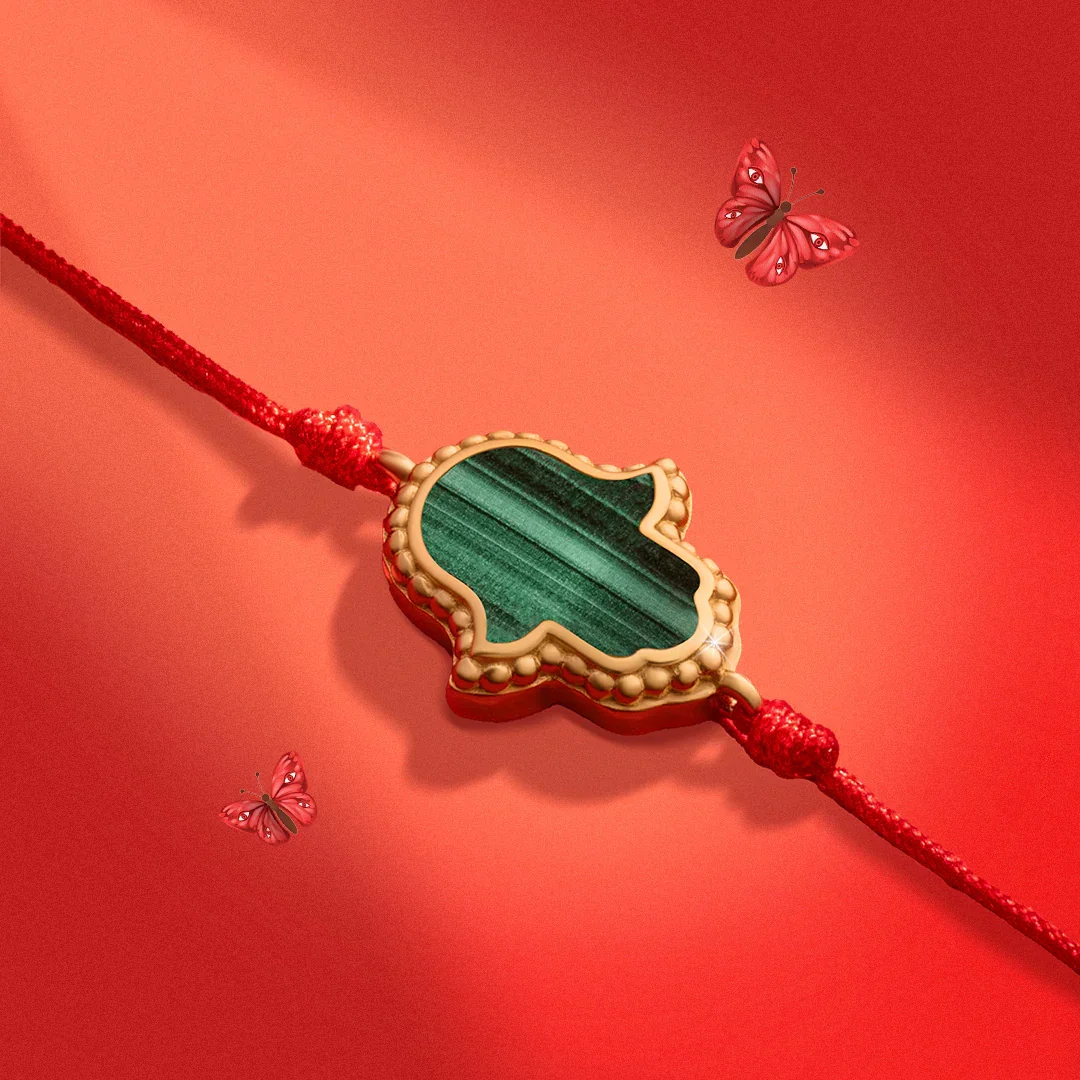 Gifted & Blessed Hamsa Malachite Red String Bracelet - Image 4
