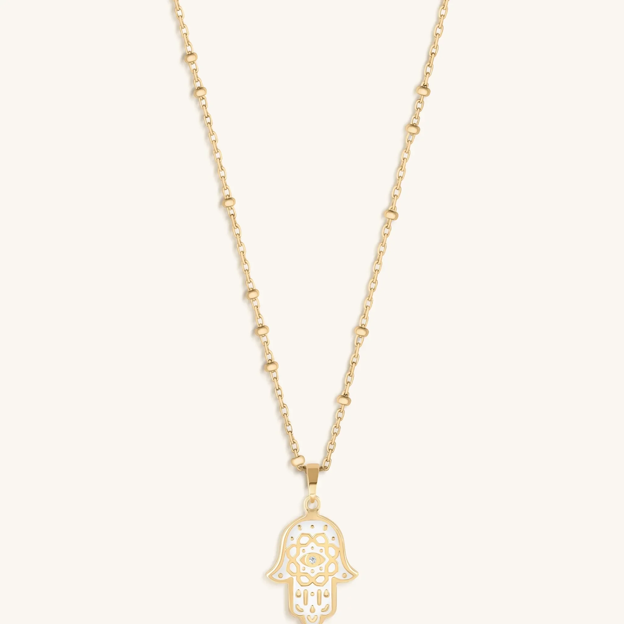 Glorious Shield 14K Gold Hamsa Hand Necklace