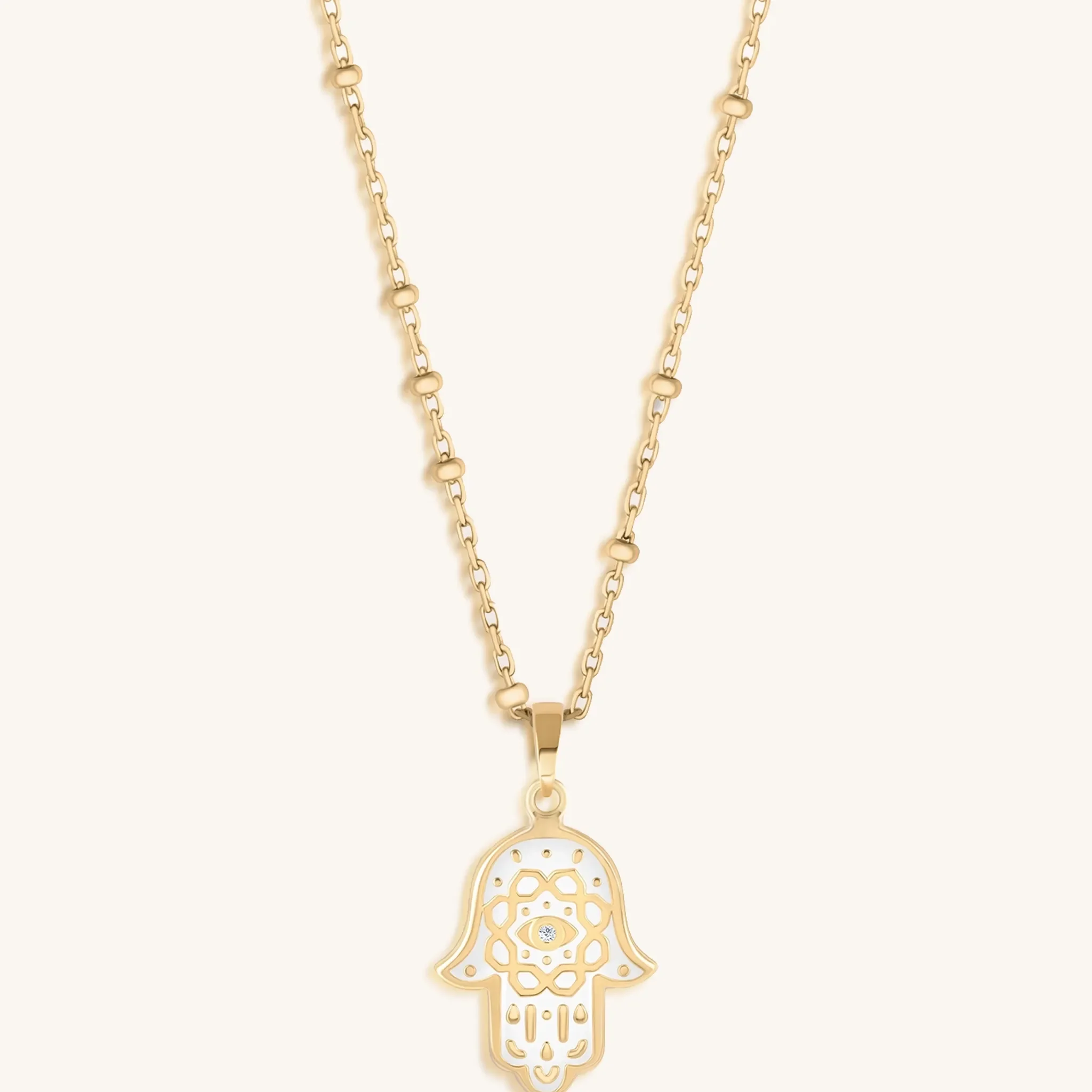 Glorious Shield 14K Gold Hamsa Hand Necklace - Image 3