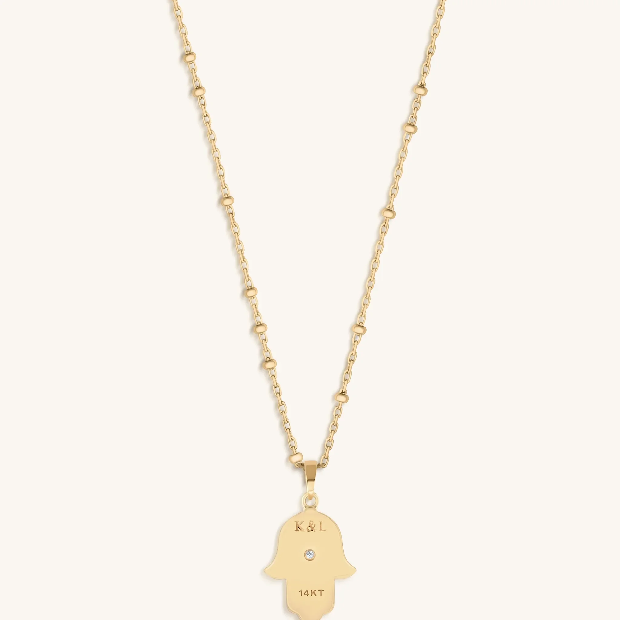 Glorious Shield 14K Gold Hamsa Hand Necklace - Image 4