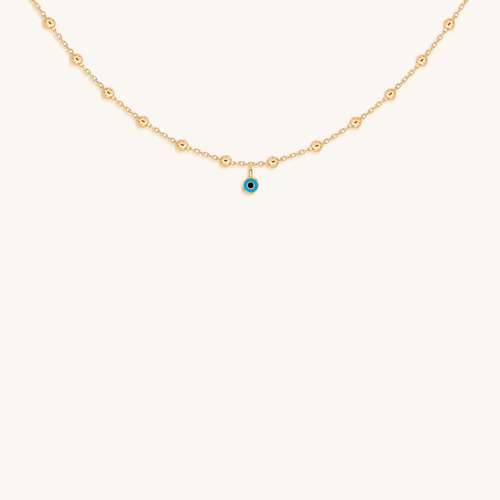 Glowing Perspective - Turquoise Enamel Evil Eye Necklace