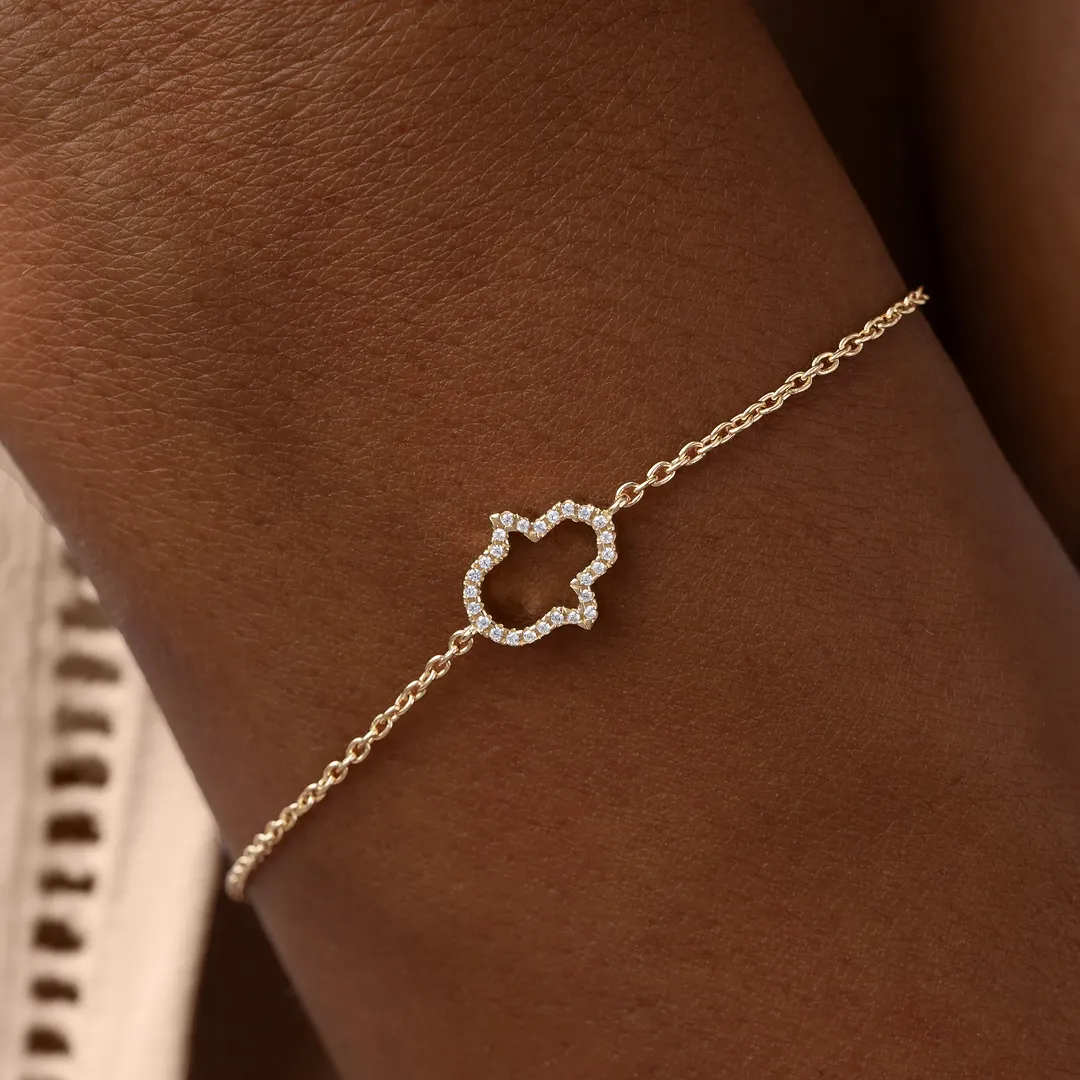 Golden Aura Hamsa Protection Gold Bracelet - Image 2