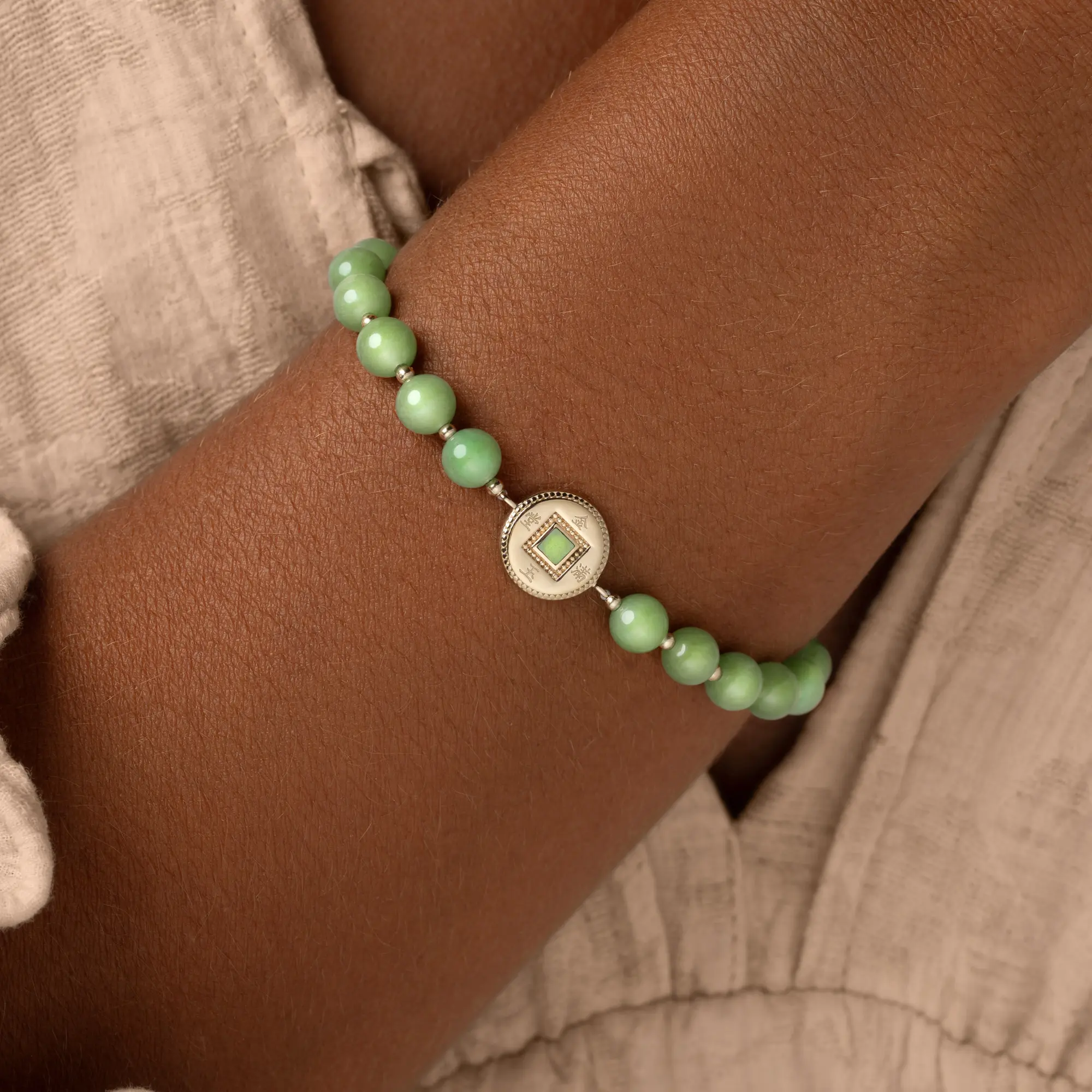 Golden Fortune Jade Lucky Coin Bracelet - Image 2