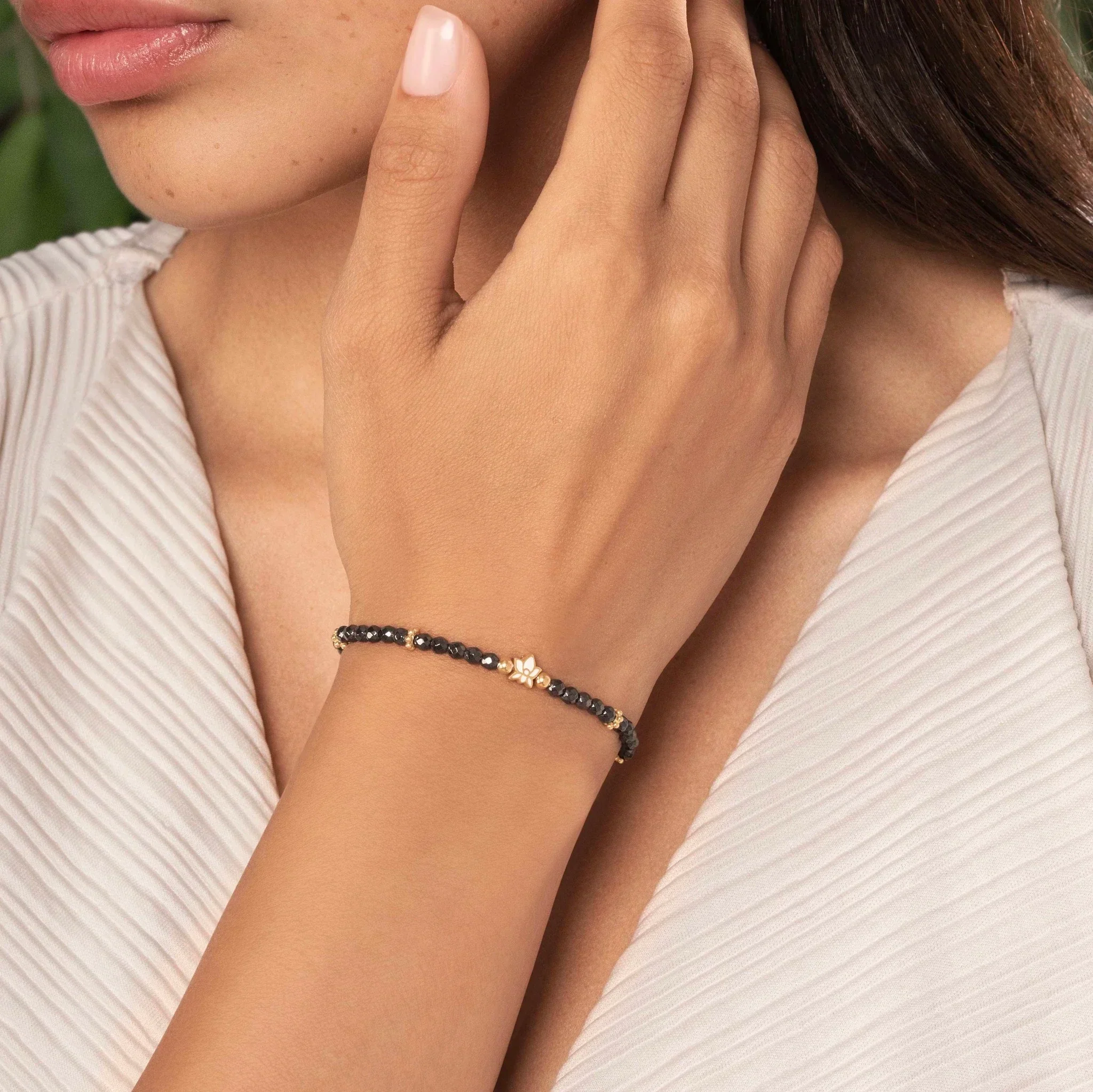 Graceful Resilience - Hematite Lotus Bracelet - Image 2
