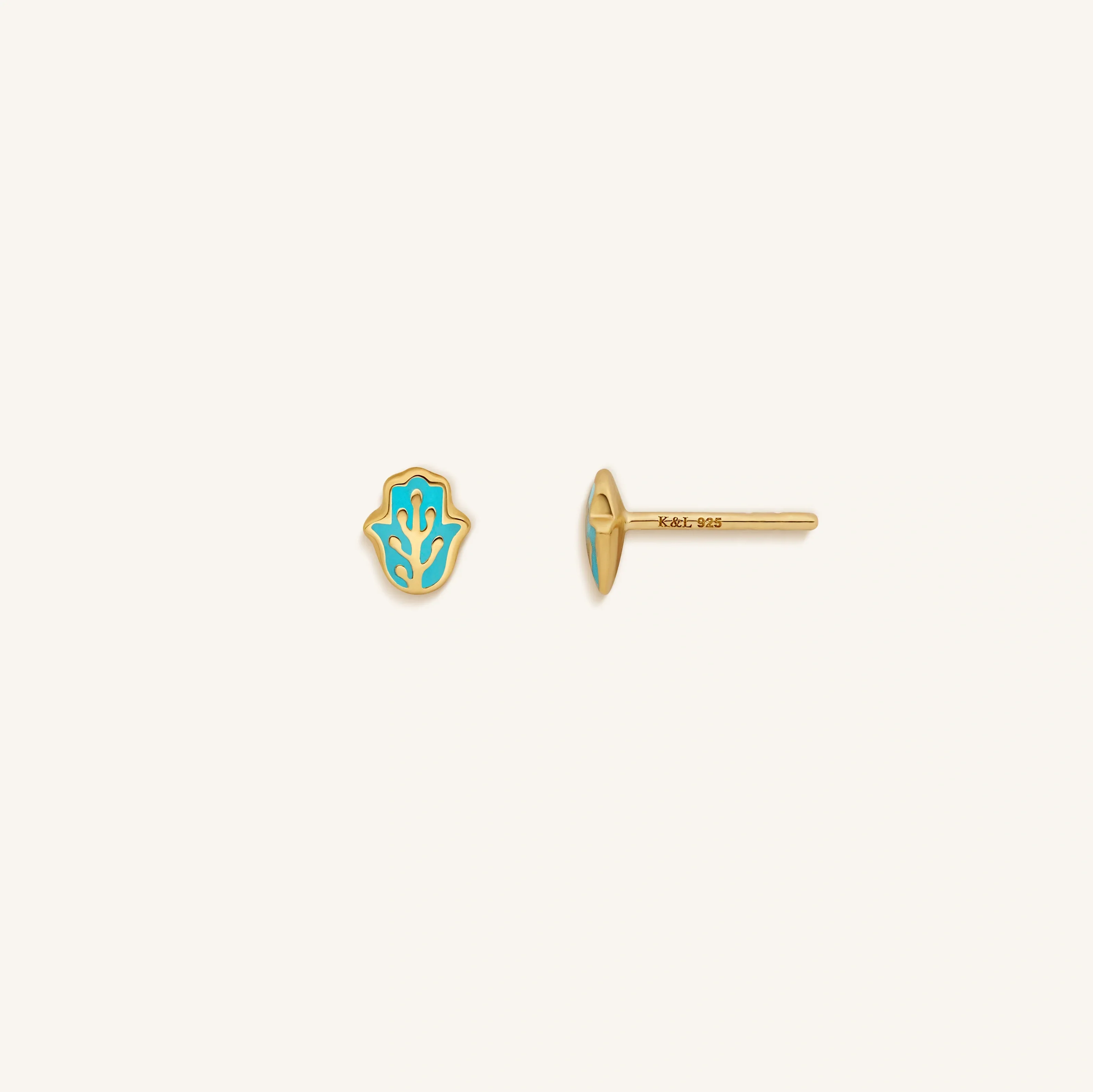 Graceful Strength Blue Hamsa Hand Earrings - Image 3