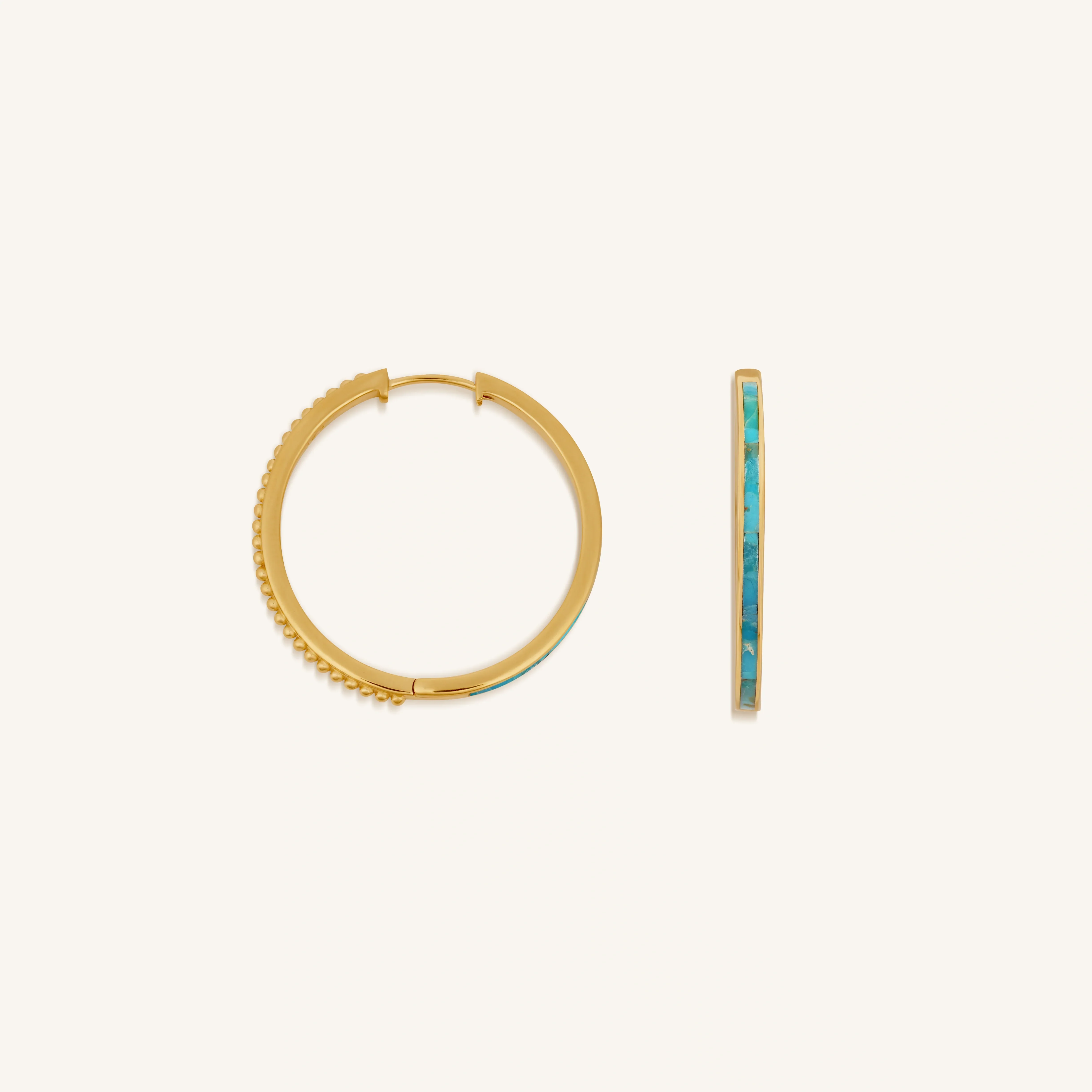 Graceful Strength Turquoise Gold Hoop Earrings - Image 5