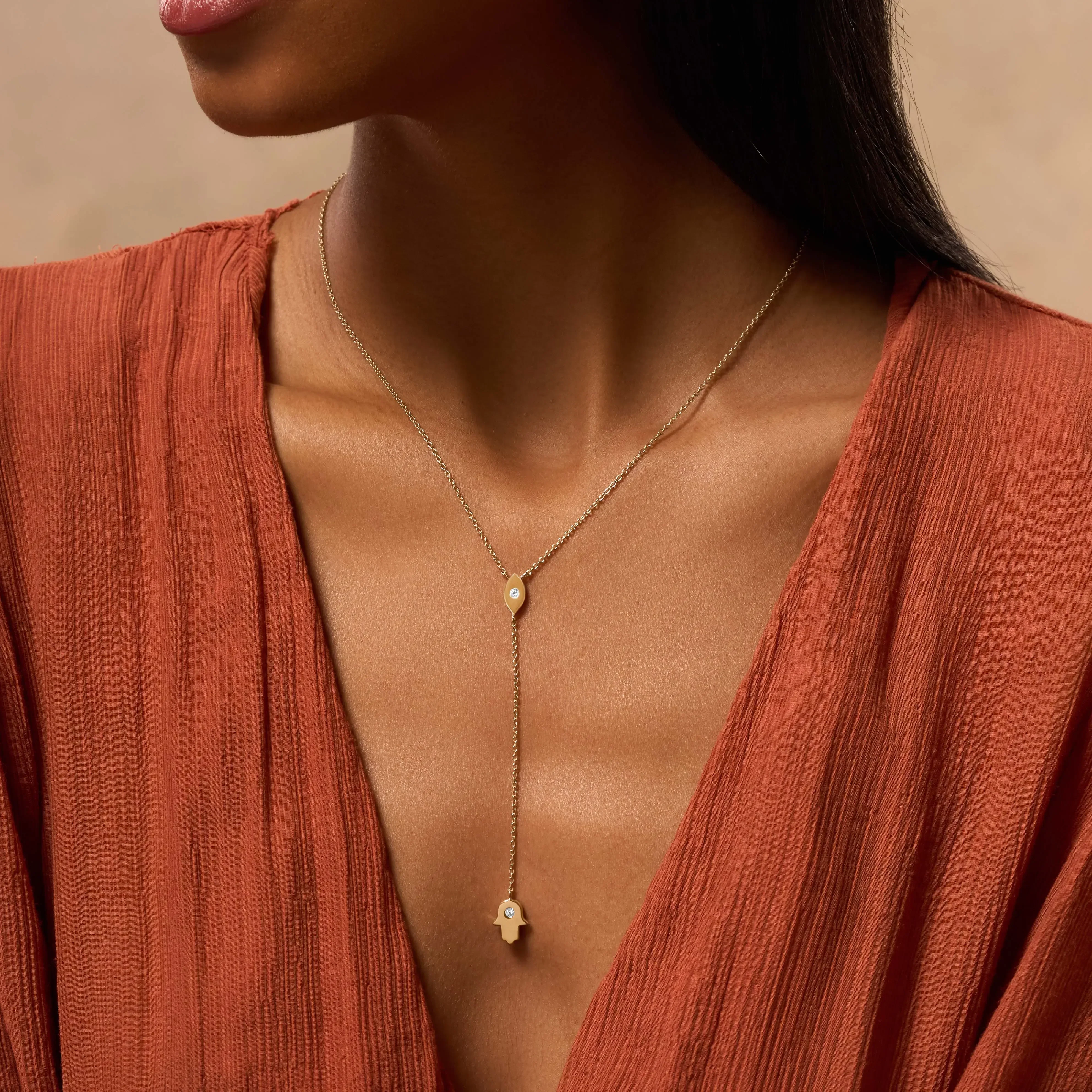 Gracious Guardian Gold Evil Eye & Hamsa Necklace - Image 5