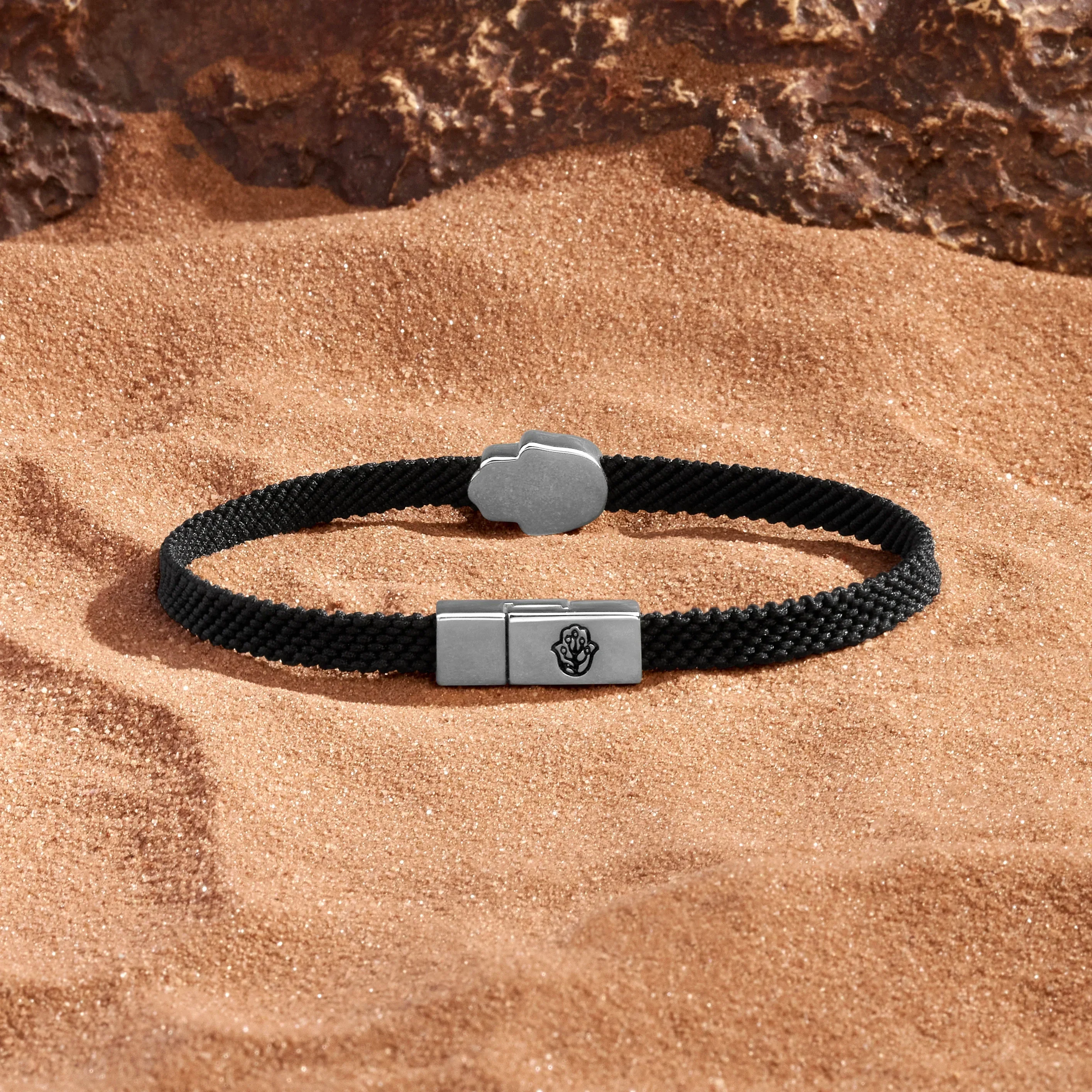 Guardian of Harmony Malachite Hamsa Black String Bracelet - Image 3