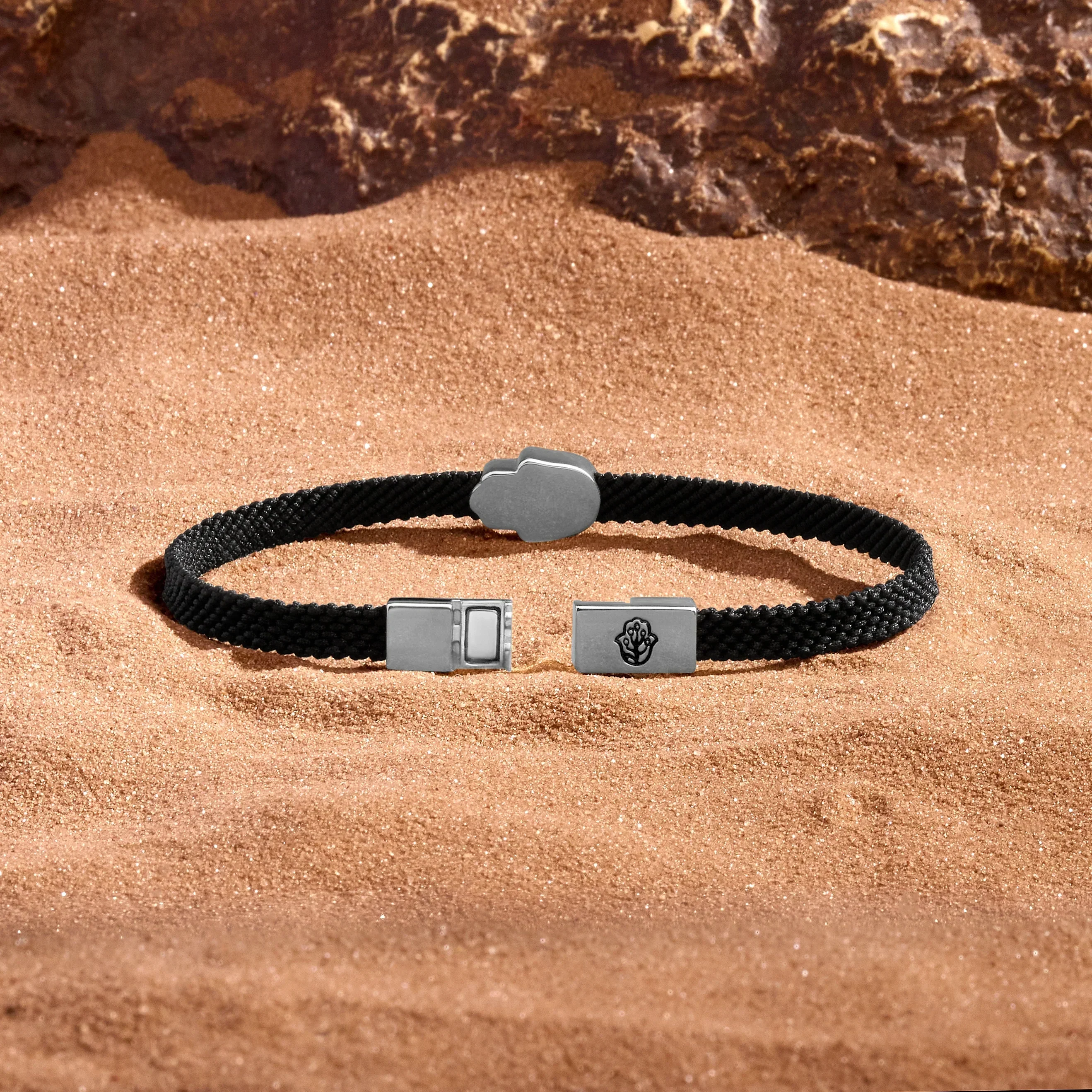 Guardian of Harmony Malachite Hamsa Black String Bracelet - Image 4