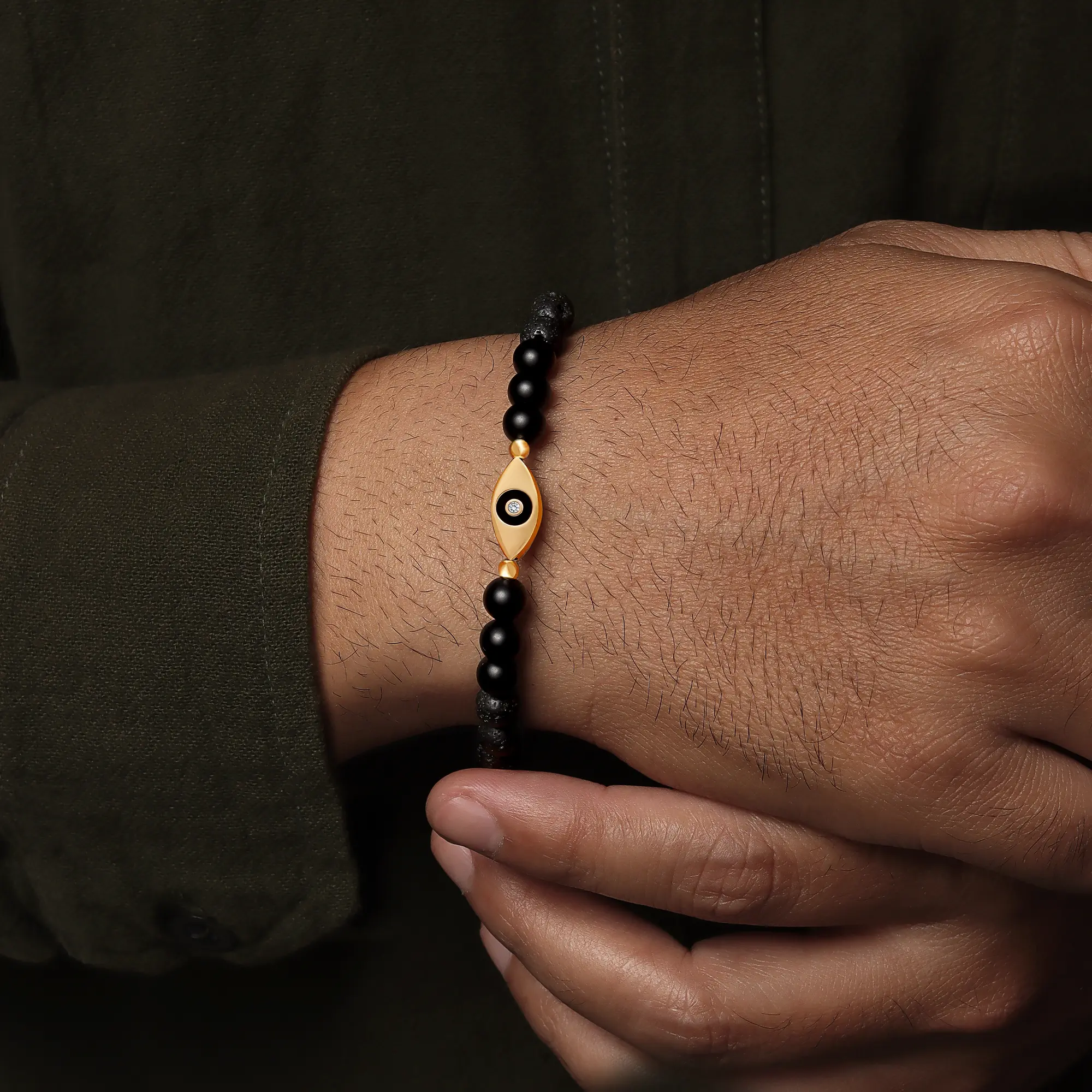 Guardian’s Focus Evil Eye Onyx & Lava Bracelet - Image 2