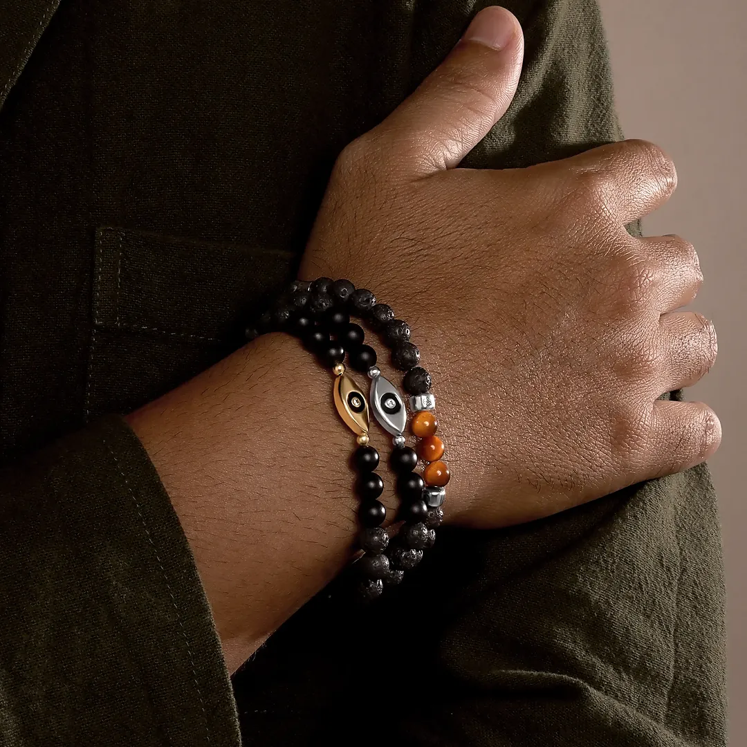 Guardian’s Focus Evil Eye Onyx & Lava Bracelet - Image 3
