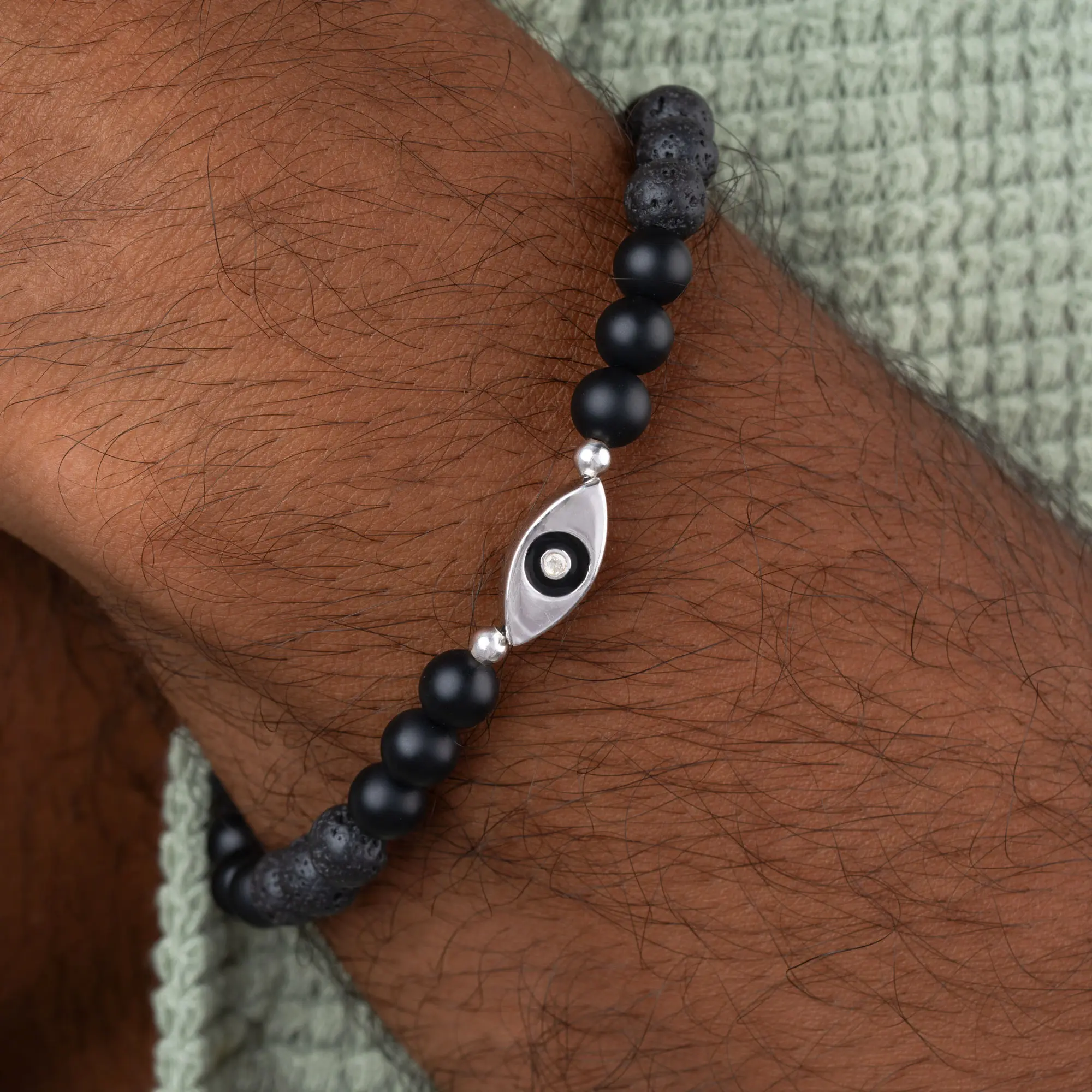 Guardian’s Focus Evil Eye Onyx & Lava Bracelet - Image 4