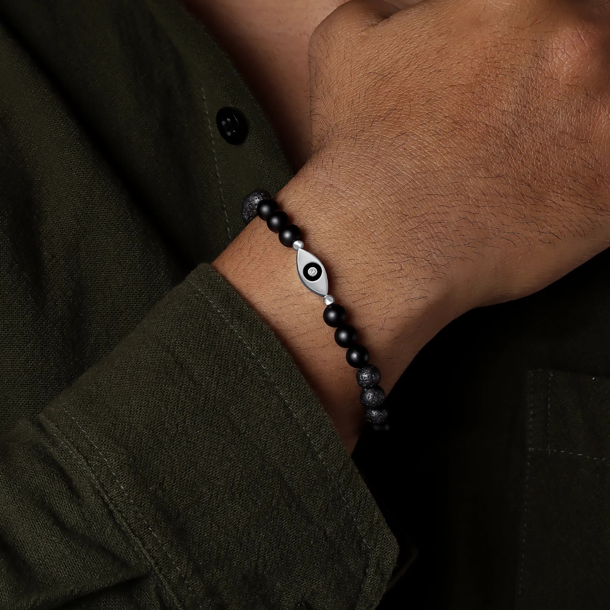 Guardian’s Focus Evil Eye Onyx & Lava Bracelet - Image 5