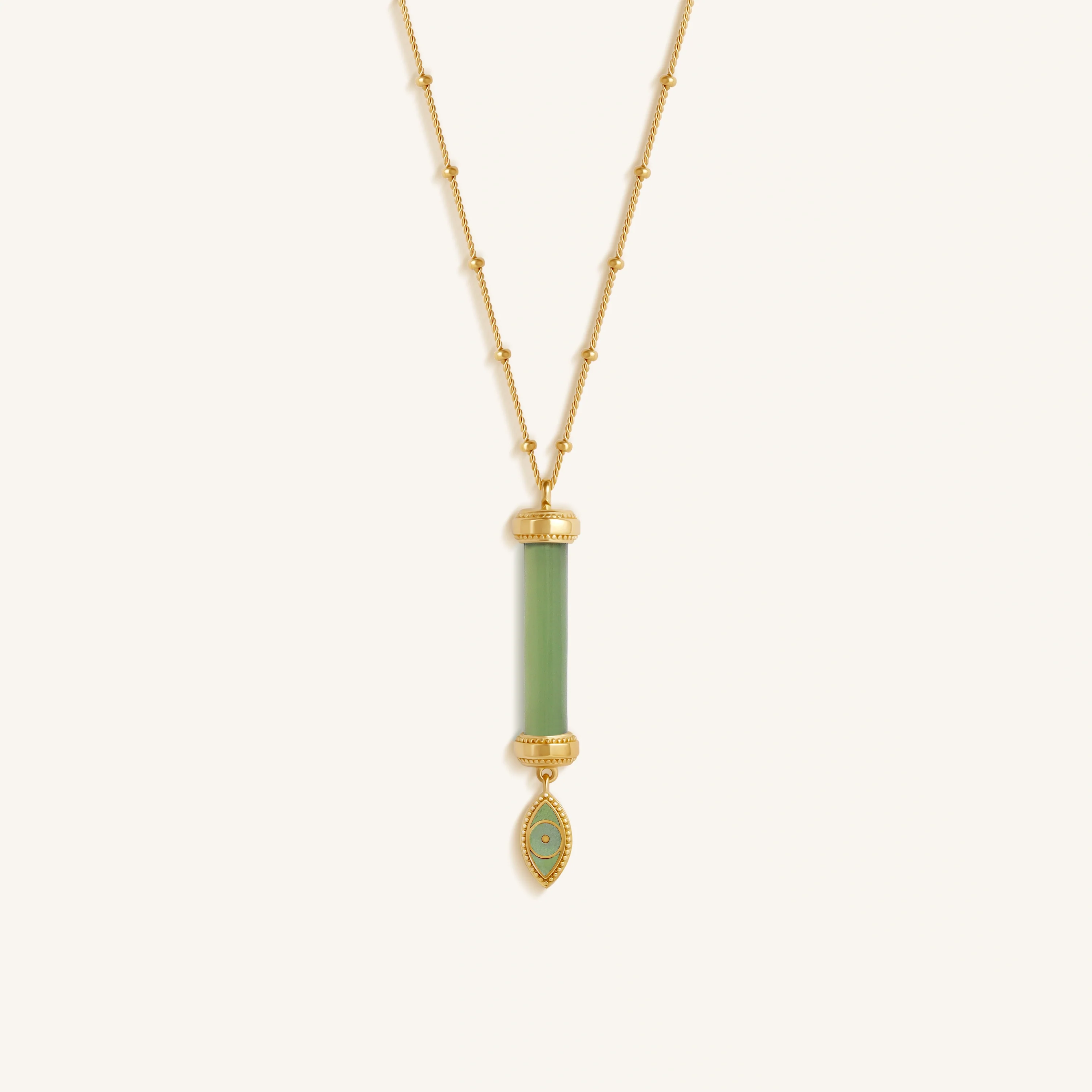 Guardian Spirit Jade Evil Eye Gold Necklace