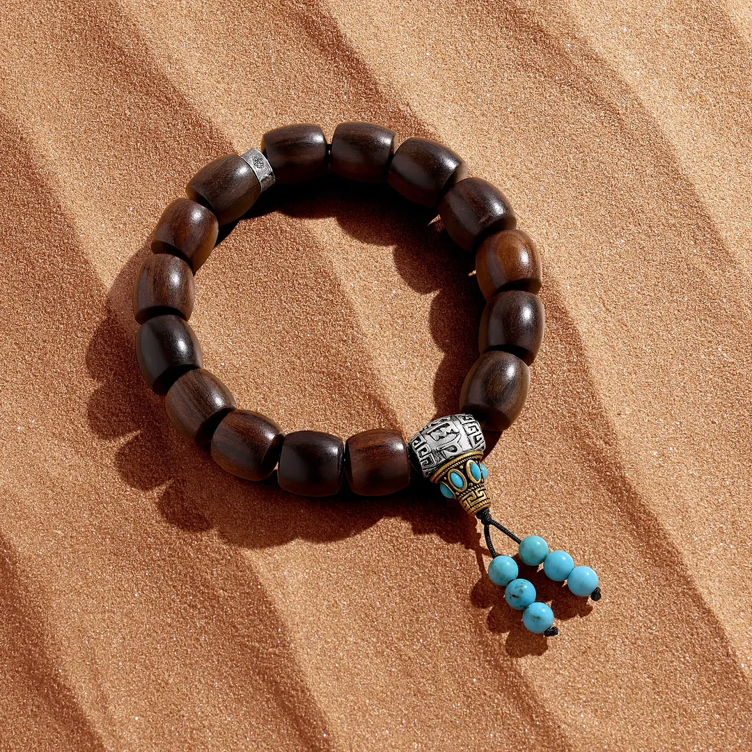 Guided Spirit Wood & Turquoise Mantra Bracelet