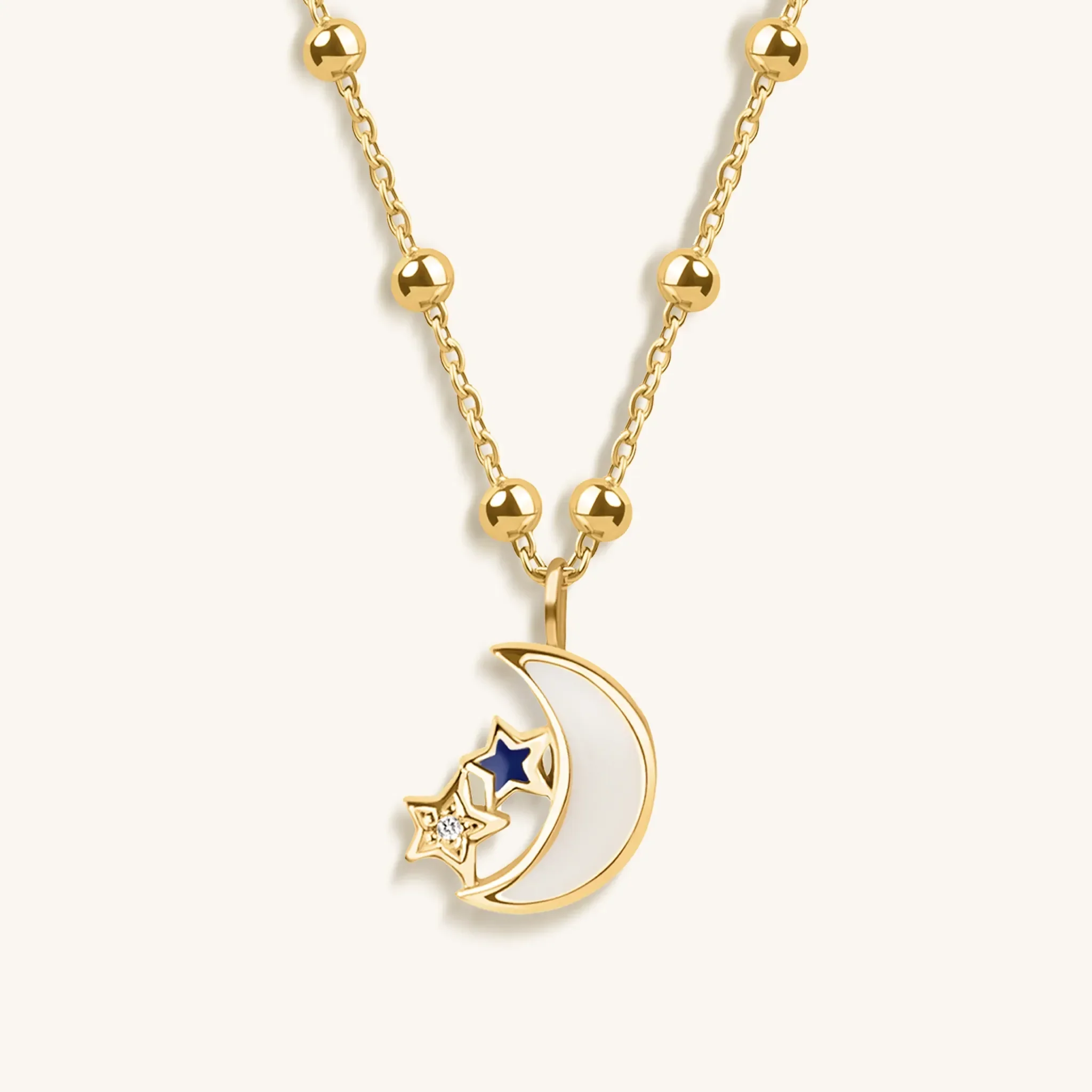 Guiding Energies - Gold Plated Moon & Star Necklace