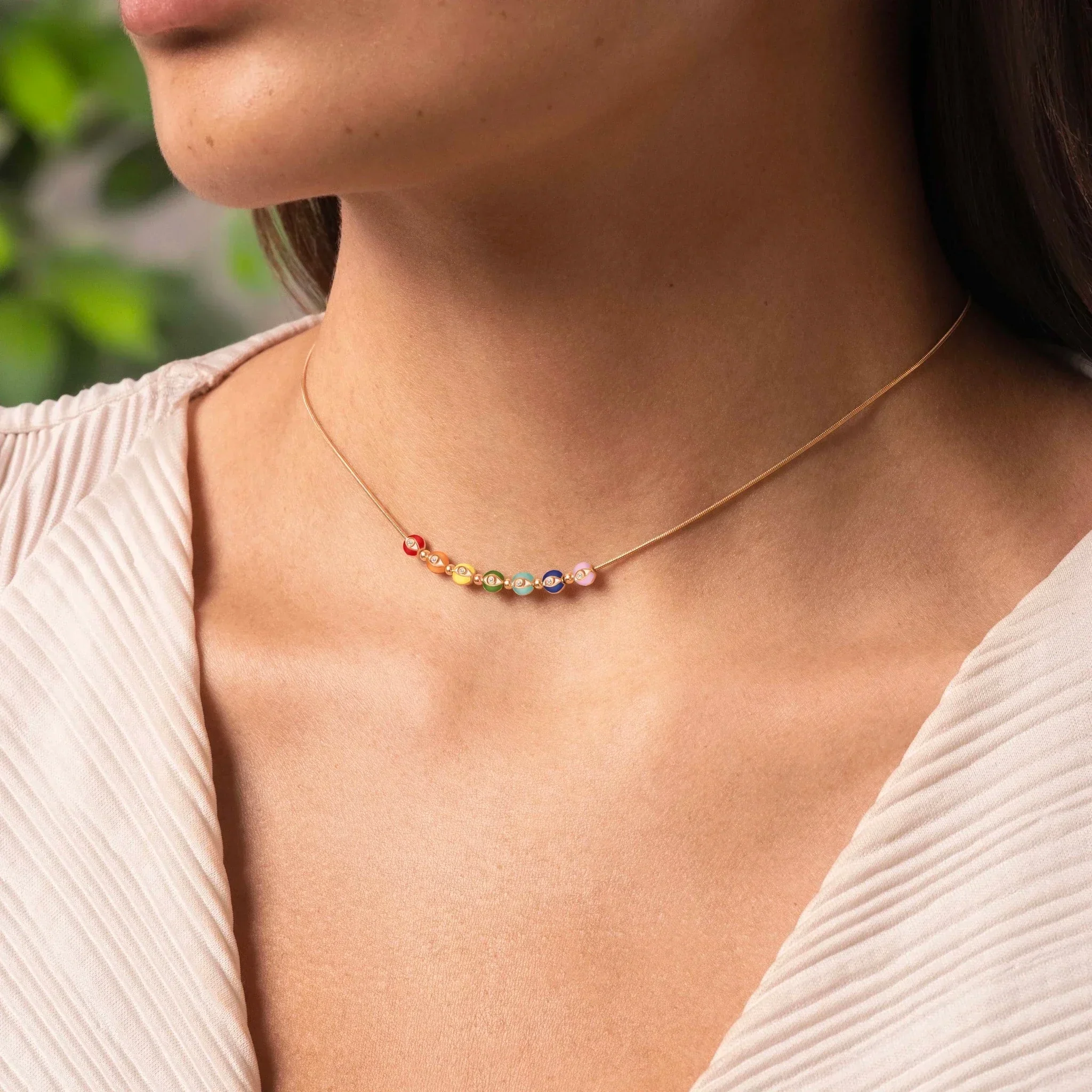 Harmonic Alignment Evil Eye Chakra Necklace - Image 2
