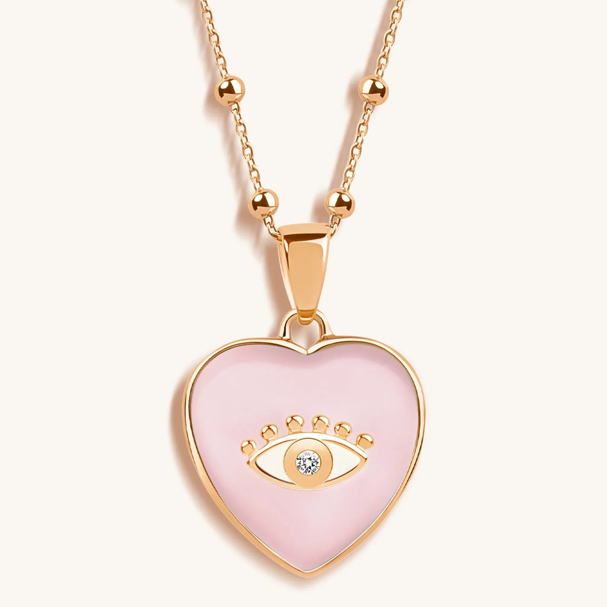 Harmonious Emotions Mother Of Pearl Heart Evil Eye Necklace - Image 5