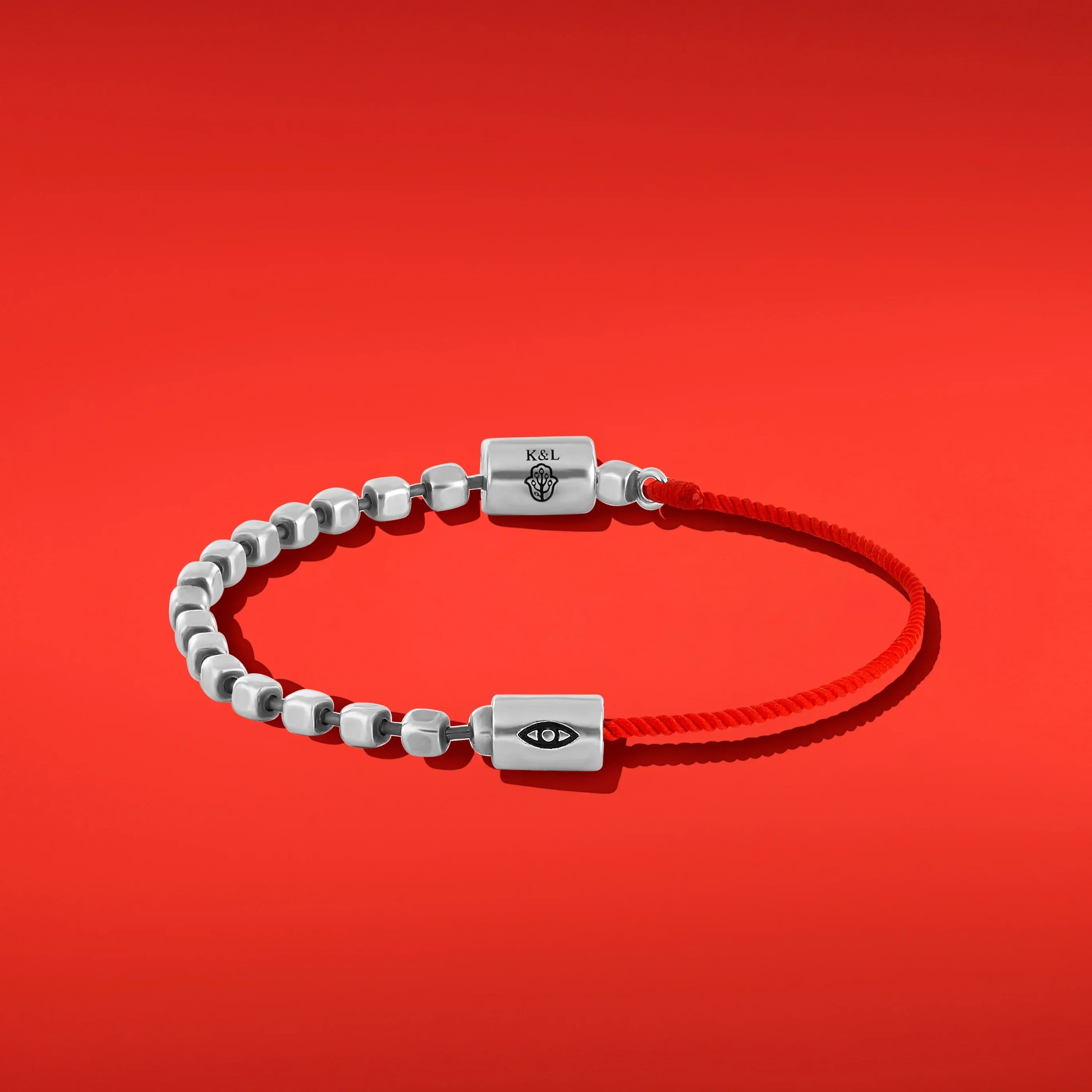 Harmonious Frequency Men's Silver Red String Evil Eye Bracelet