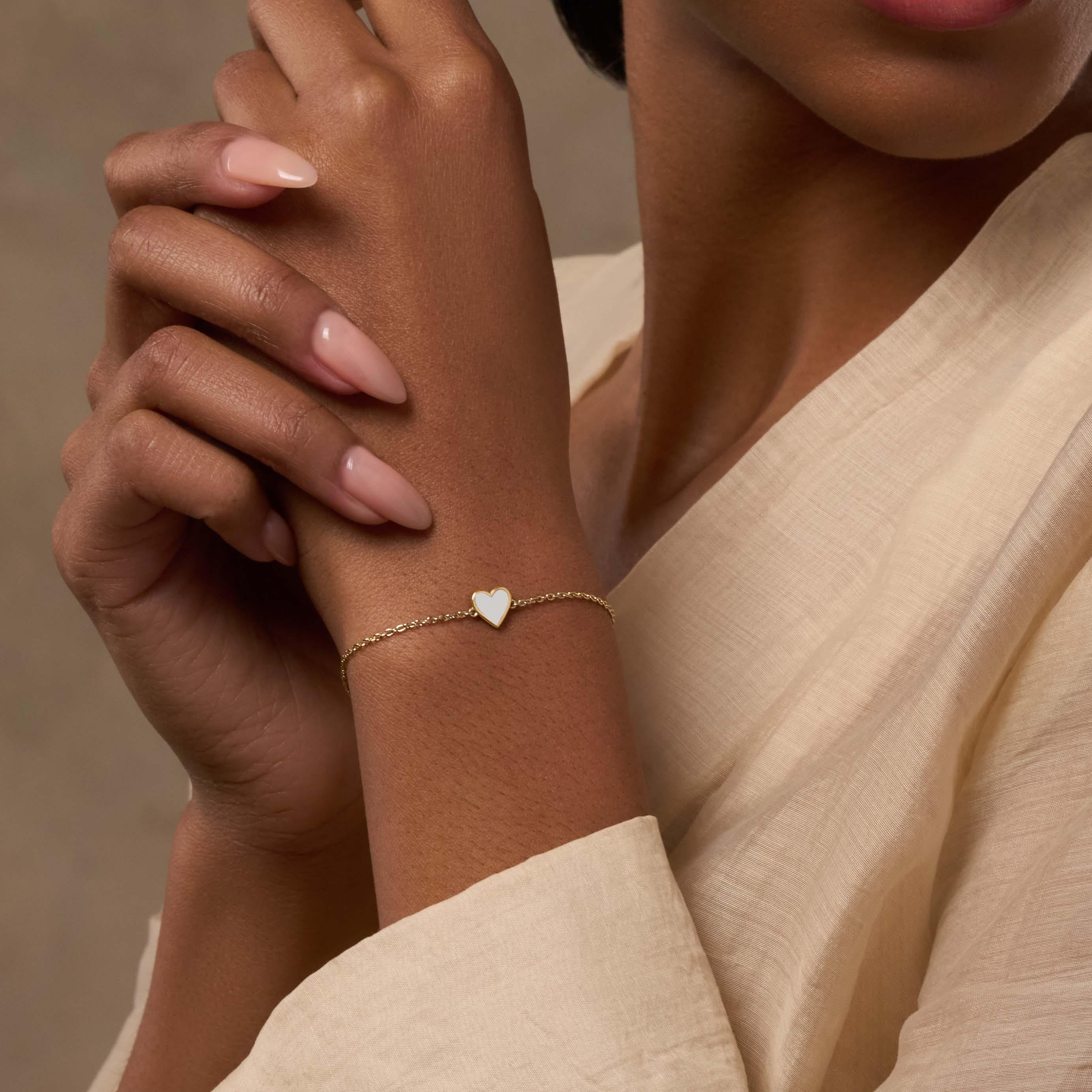Harmonious Spirit Mother of Pearl Gold Heart Bracelet - Image 2