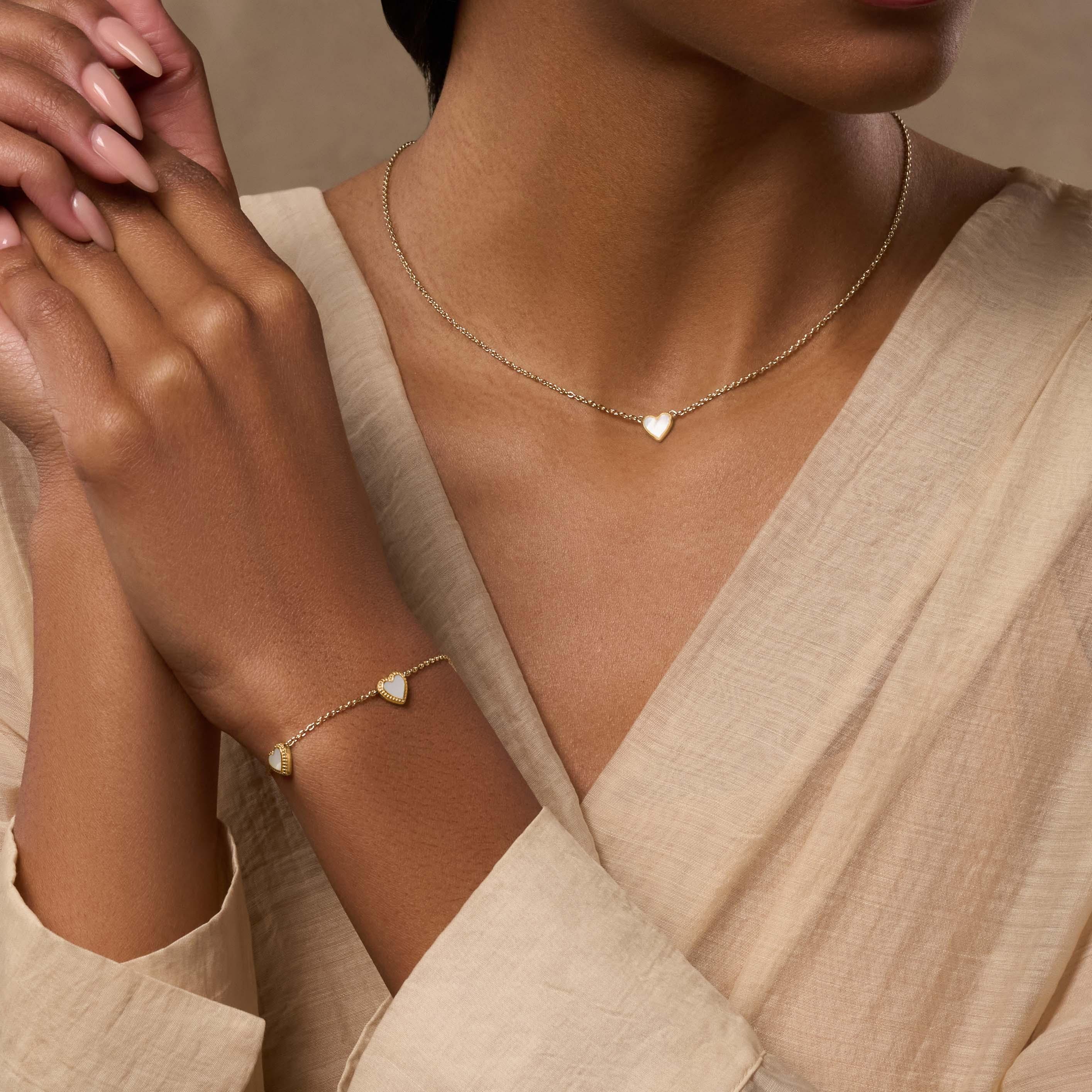 Heartfelt Gratitude Mother of Pearl Heart Gold Bracelet - Image 2