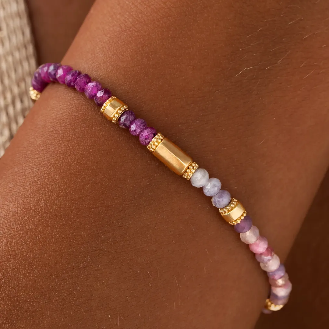 Heartline Harmony Ruby & Pink Tourmaline Drawstring Bracelet - Image 2