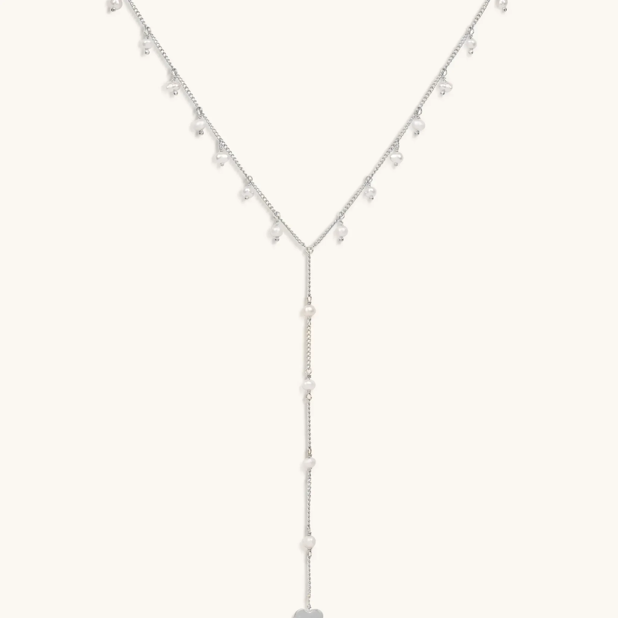 Infinite Affection Heart Pearl Lariat Necklace