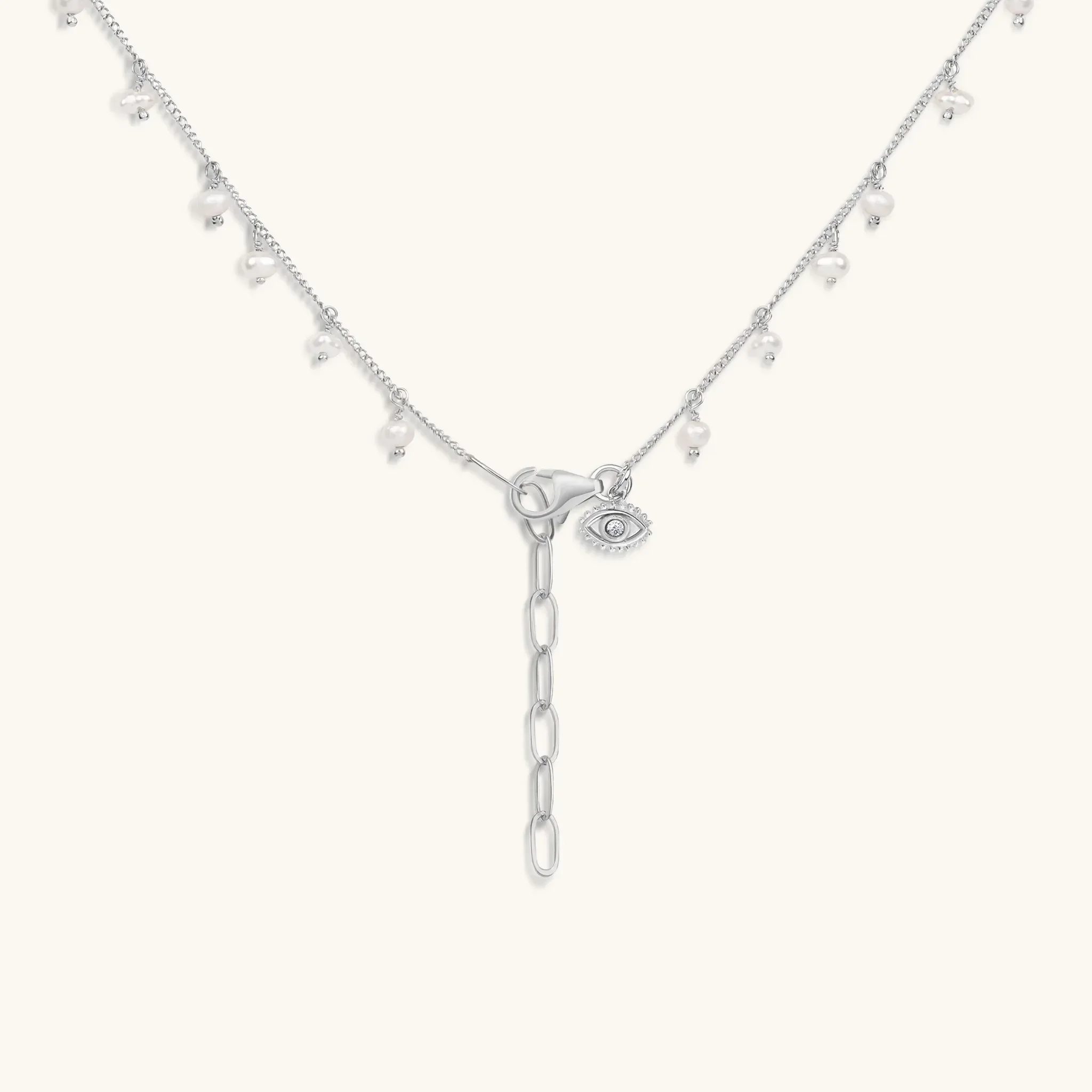 Infinite Affection Heart Pearl Lariat Necklace - Image 3