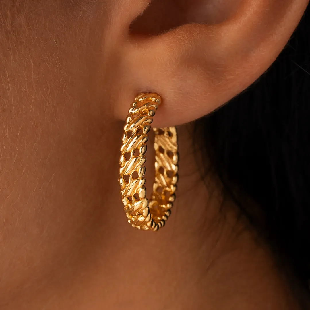 Infinite Golden Flow Hoop Earrings - Image 2