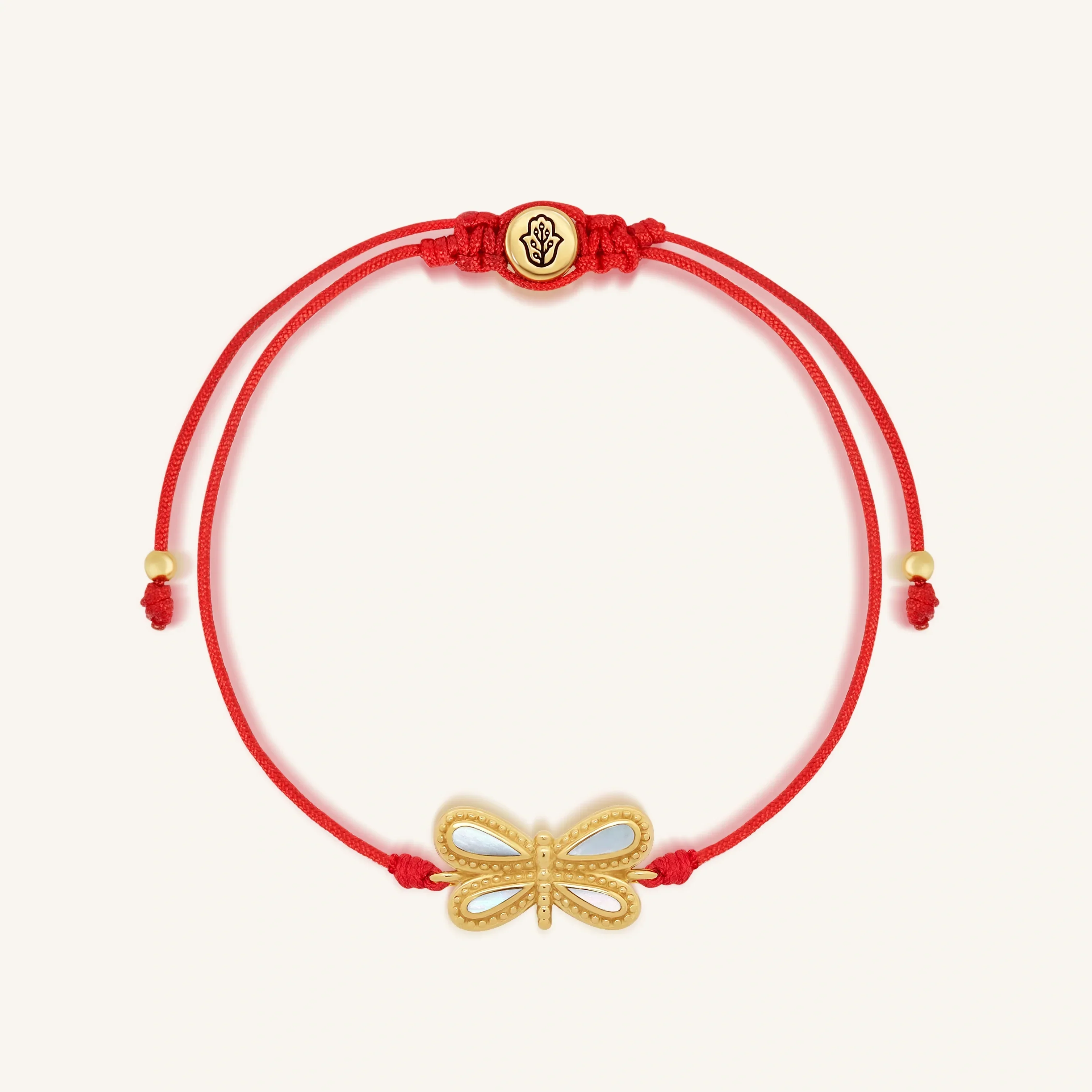 Infinite Grace Mother of Pearl Dragonfly Red String Bracelet
