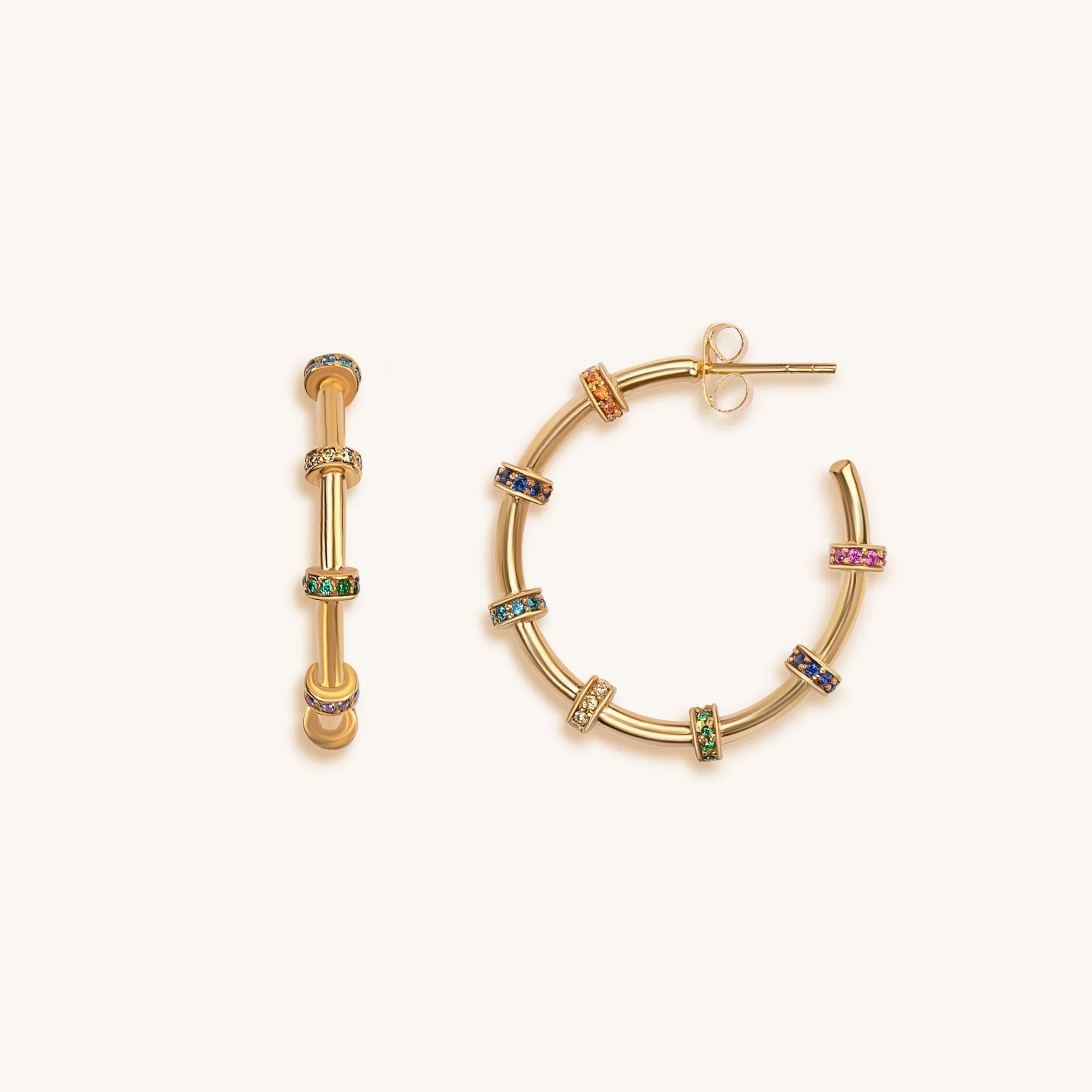 Inner Balance - Multicolor Chakra Hoop Earrings - Image 4