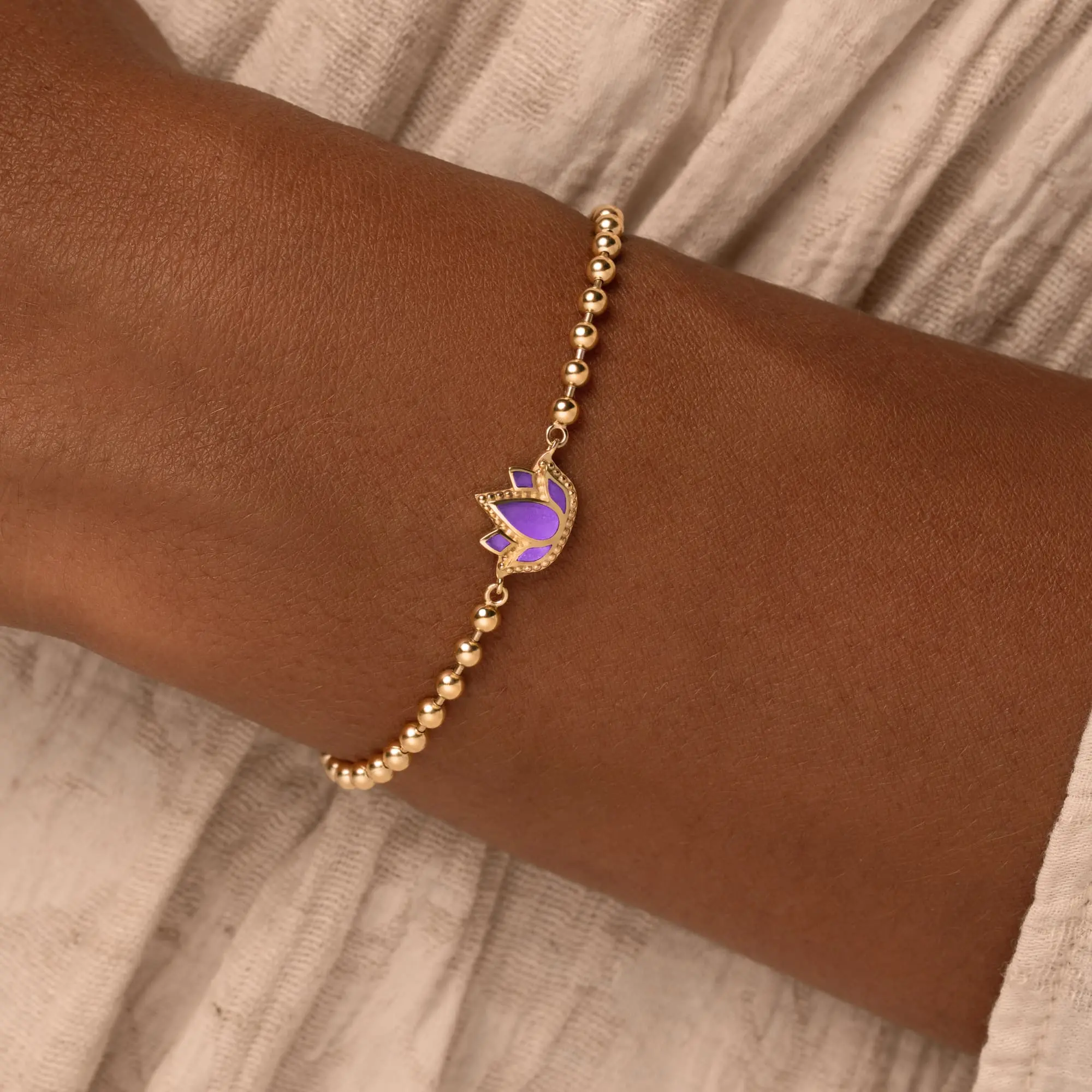 Inner Bloom Amethyst Lotus Gold Bracelet - Image 2