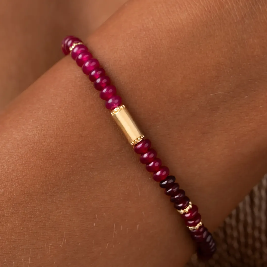 Inner Glow Garnet & Rhodolite Gold Bracelet - Image 2