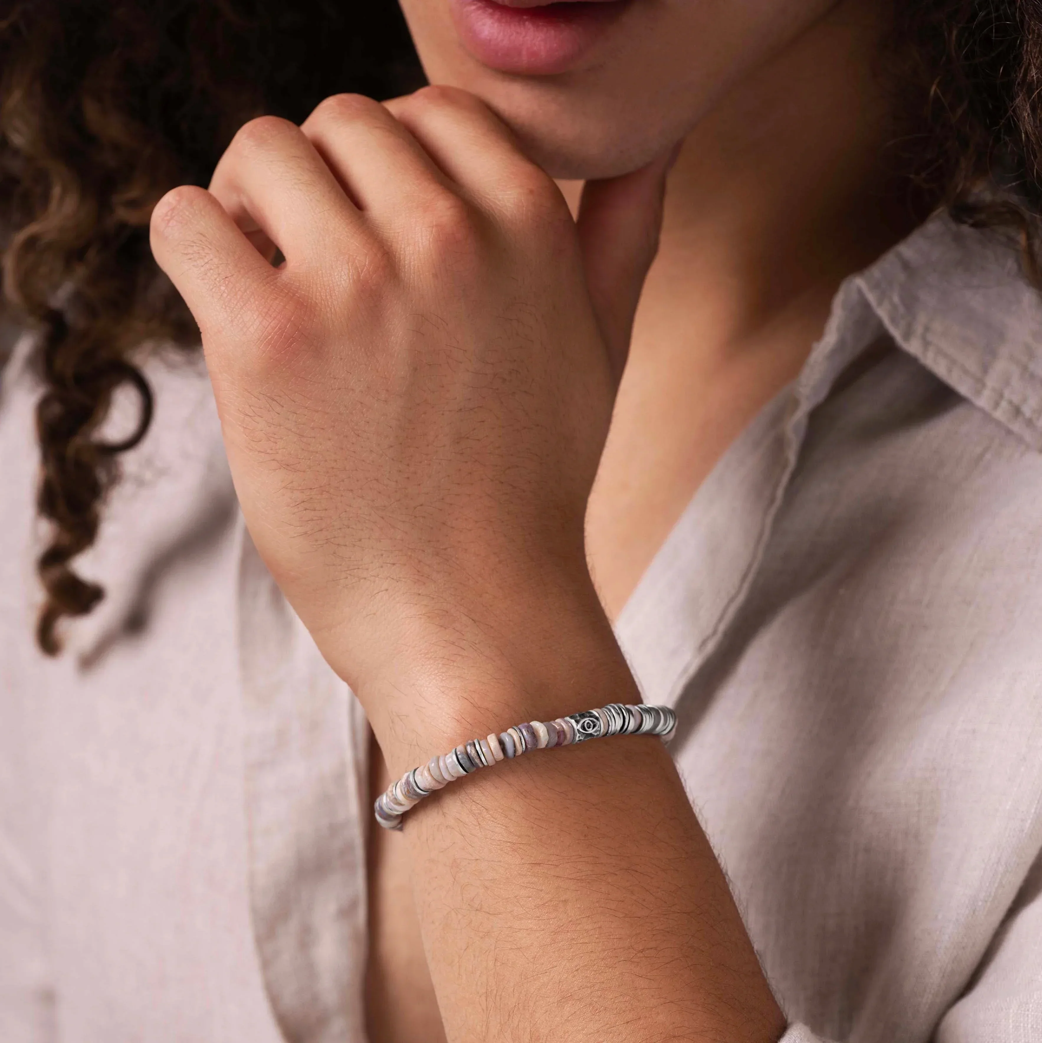 Inspired Creativity - Opal Evil Eye Heishi Bracelet - Image 3