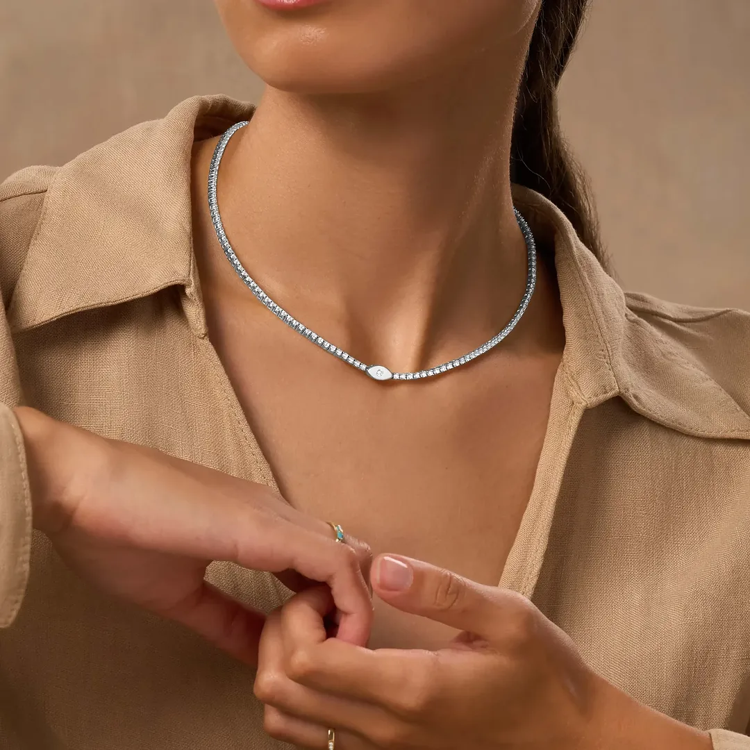Intentional Heart Silver Tennis Necklace - Image 2