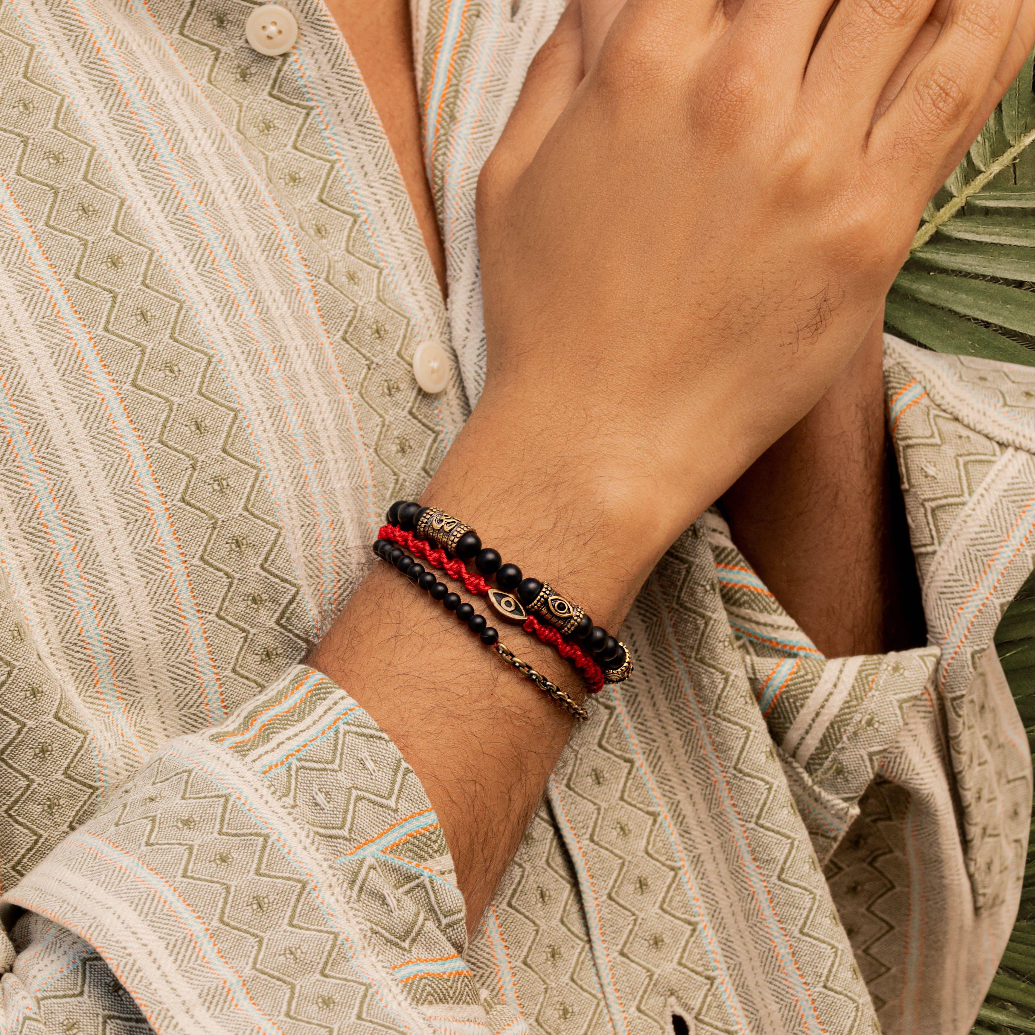 Iridescent Security - Matte Onyx Evil Eye Red String Bracelet - Image 2