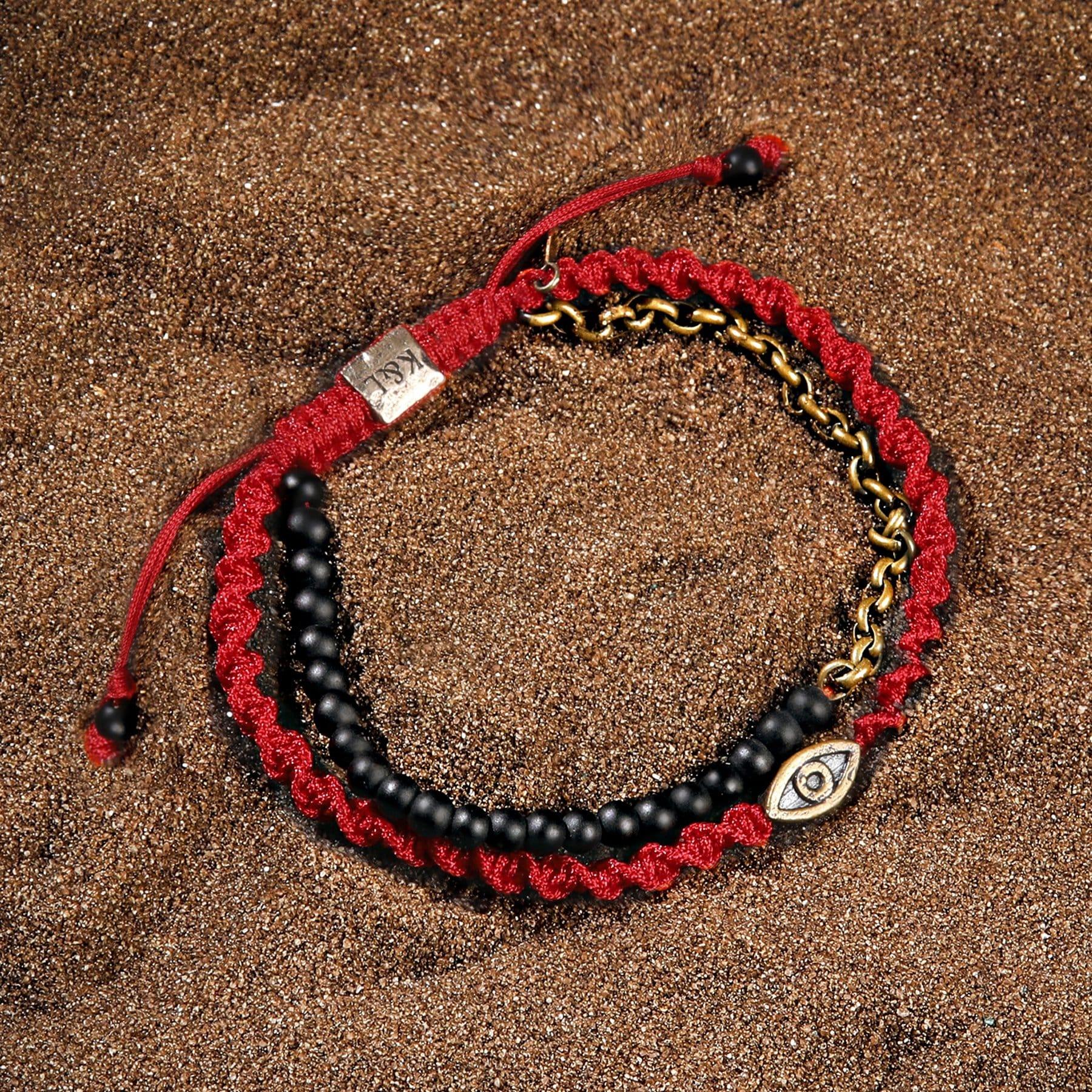 Iridescent Security - Matte Onyx Evil Eye Red String Bracelet - Image 3