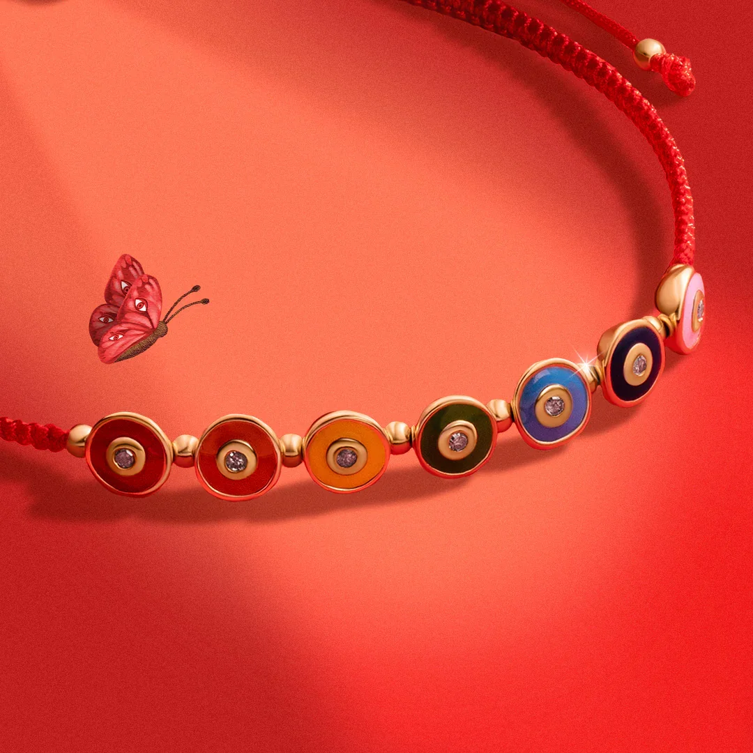 Joyful Journey - Gold Plated Chakra Red String Bracelet - Image 3