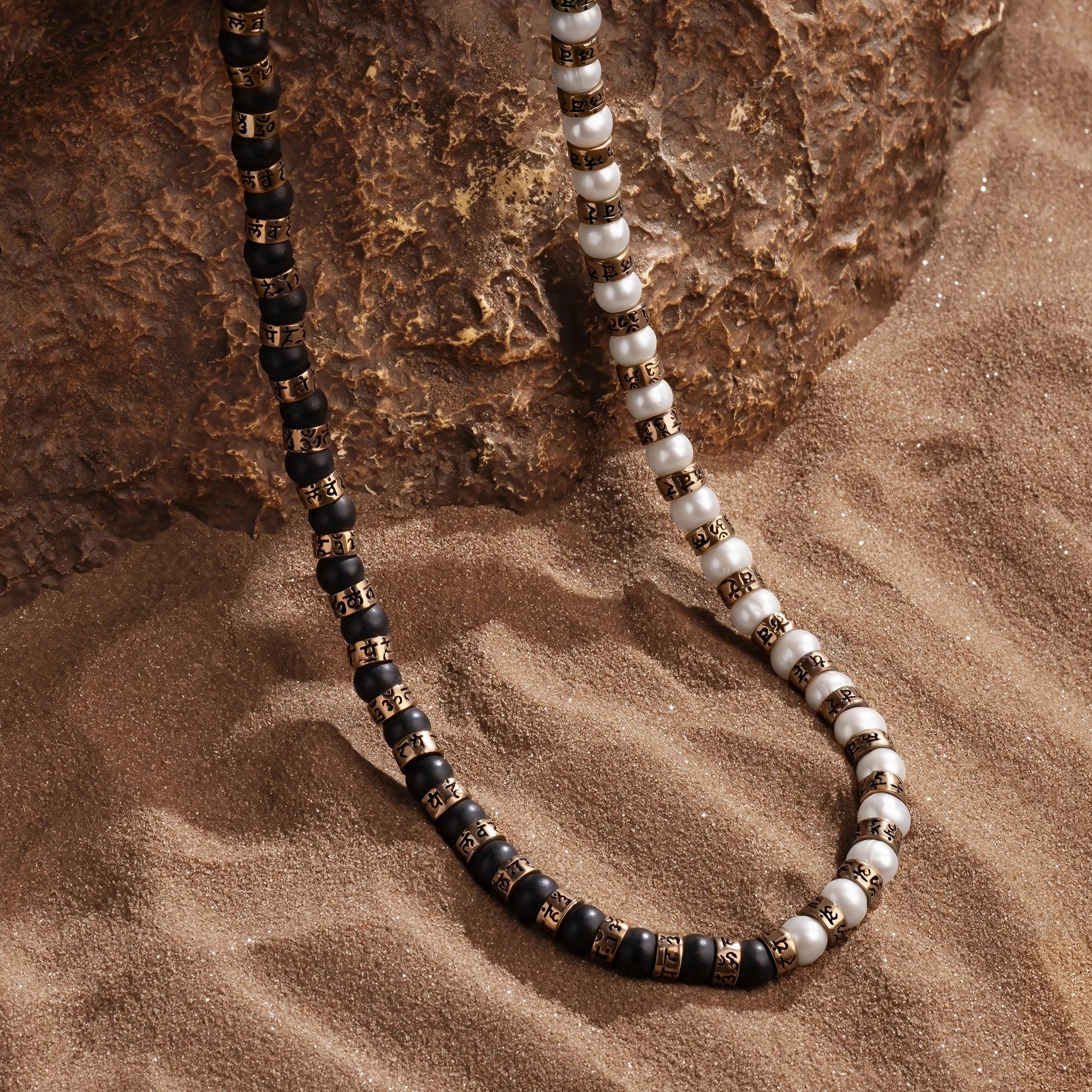 Karmic Renewal - Pearl Onyx Mantra Necklace