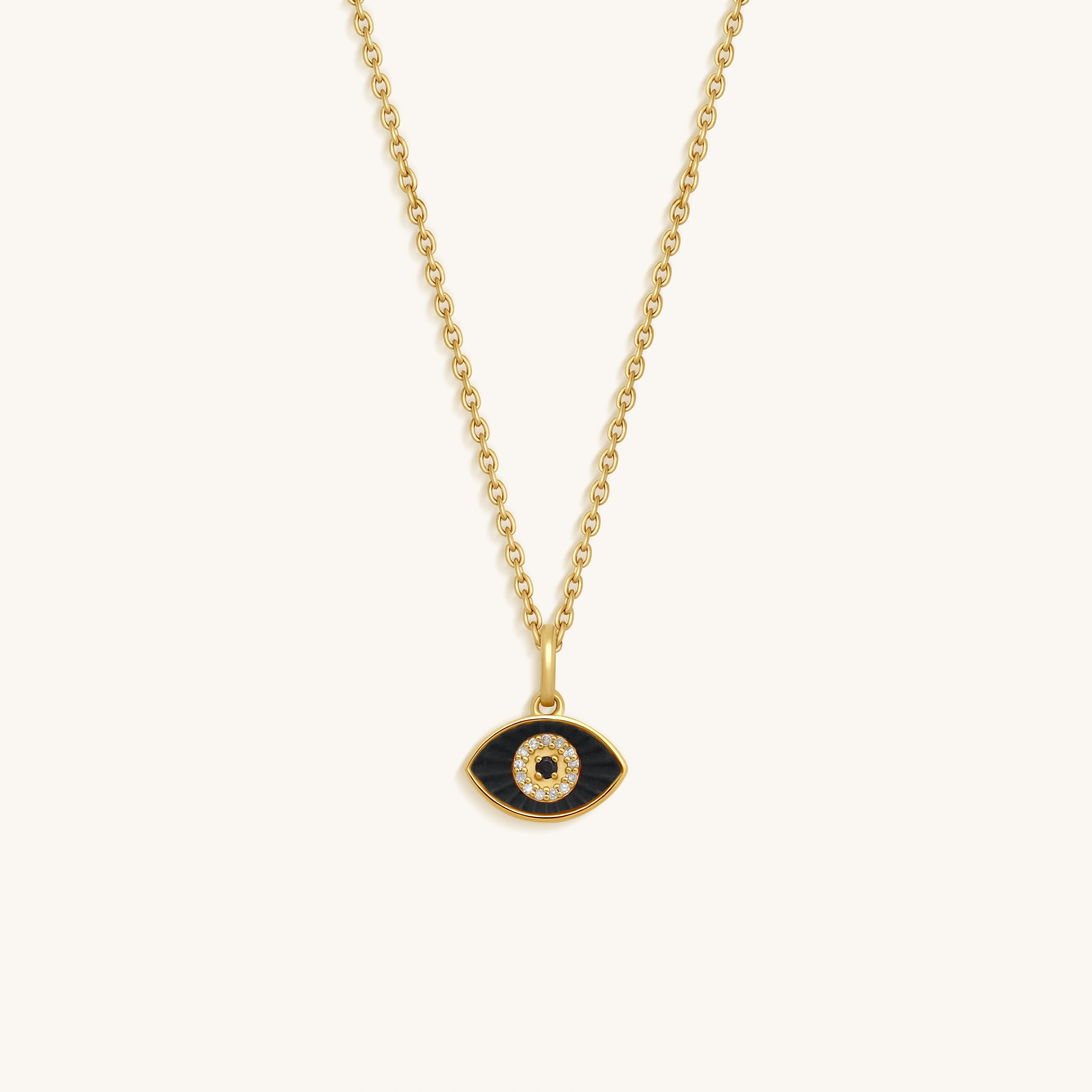 Lasting Serenity Onyx Evil Eye 14K Gold Necklace